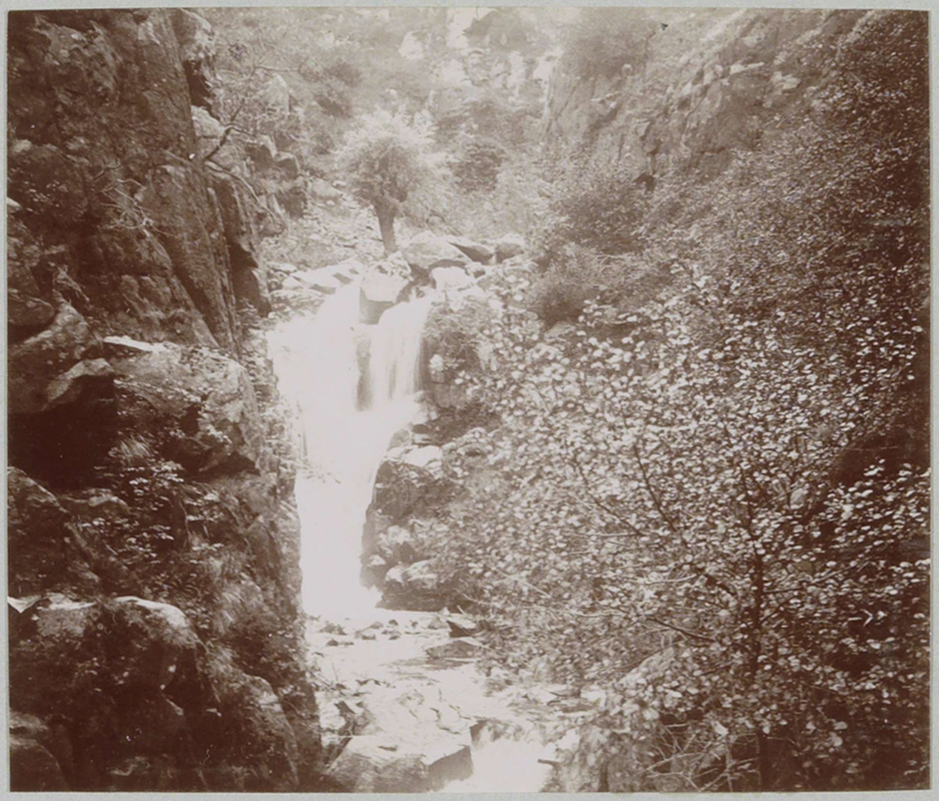 Gezicht op een waterval in de Gorges d'Enval in de Auvergne by Delizy