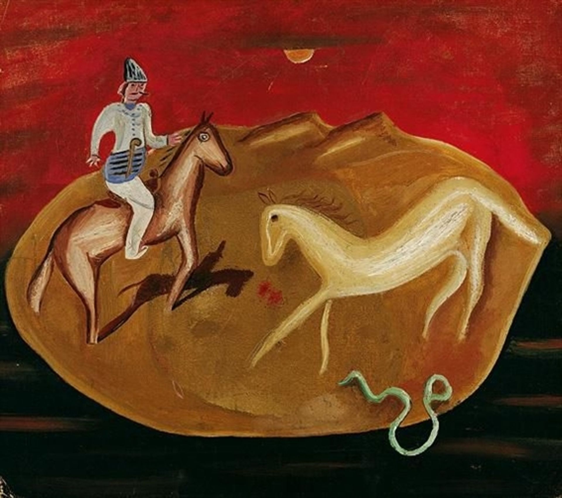 Knight, White Horse and Snake by Victor Brauner