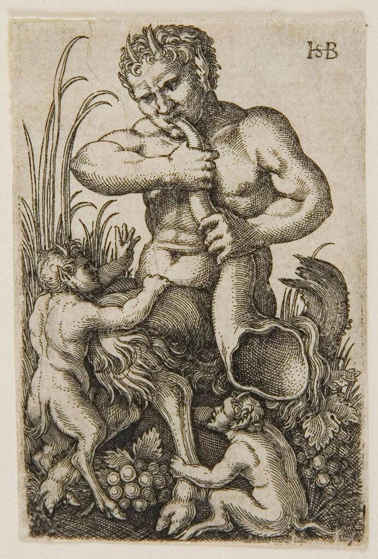 Satyr Blowing a Horn by Sebald Beham