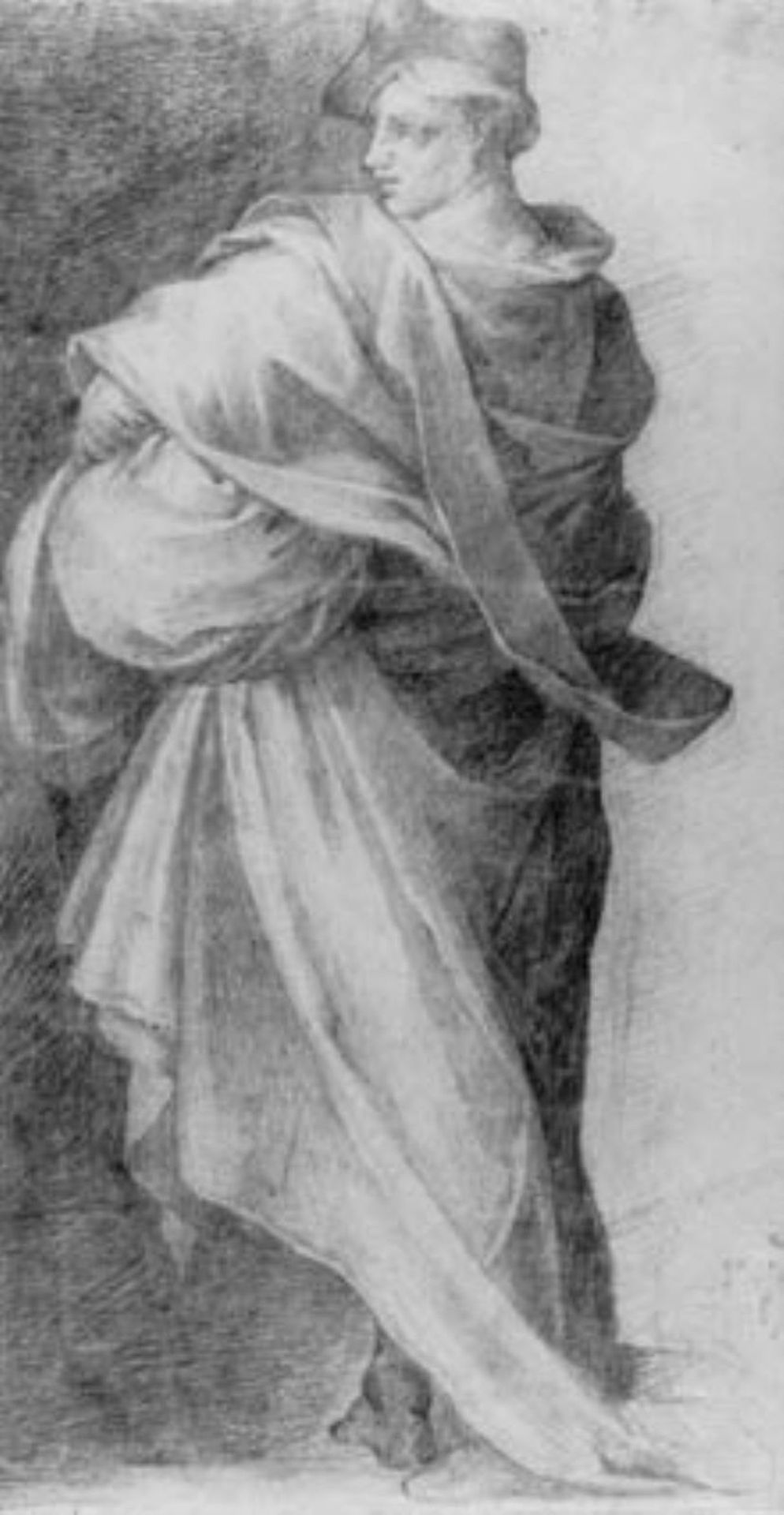 Draped male figure seen from behind by Anonymous