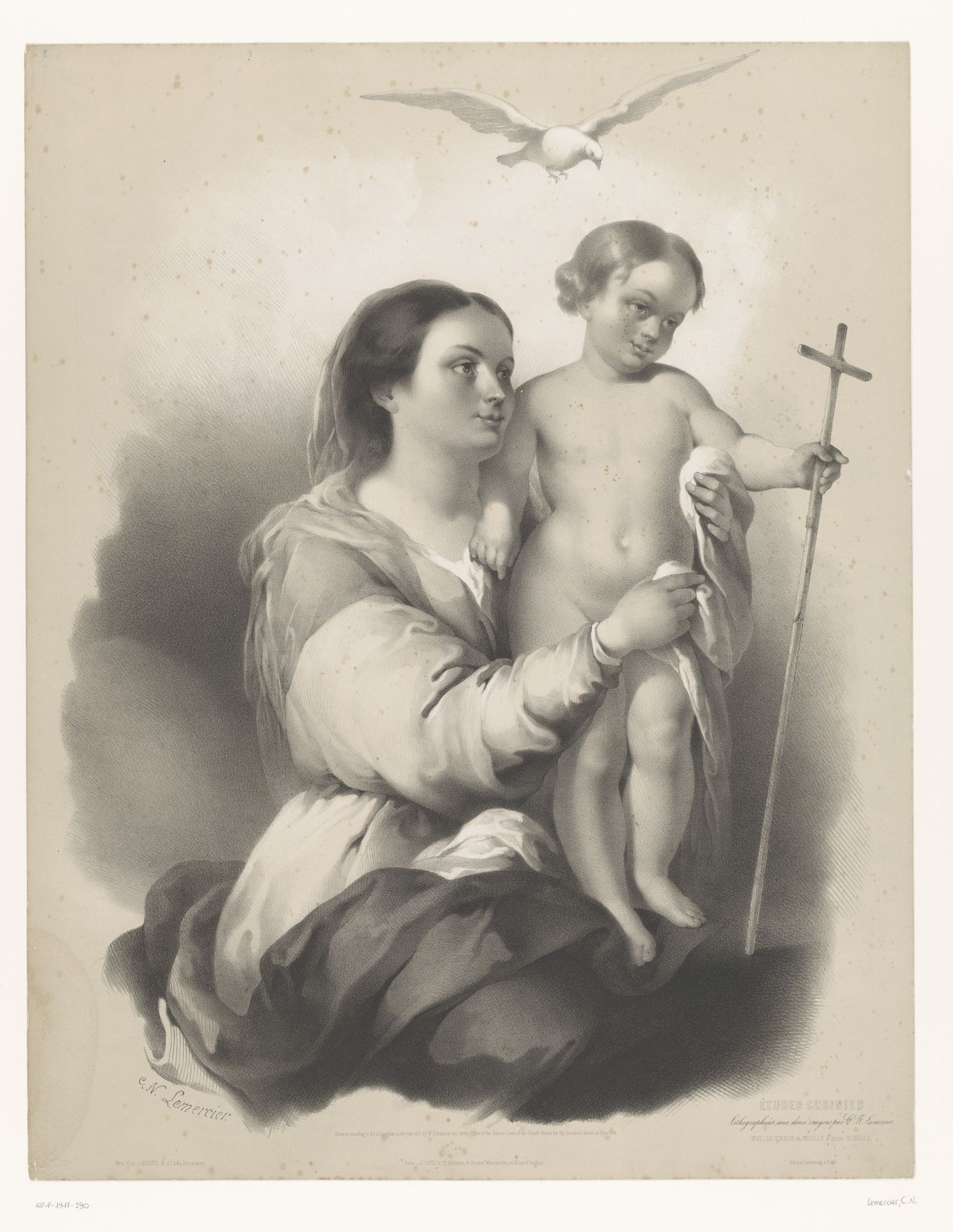 Madonna met staand kind op haar schoot by Charles Nicolas Lemercier