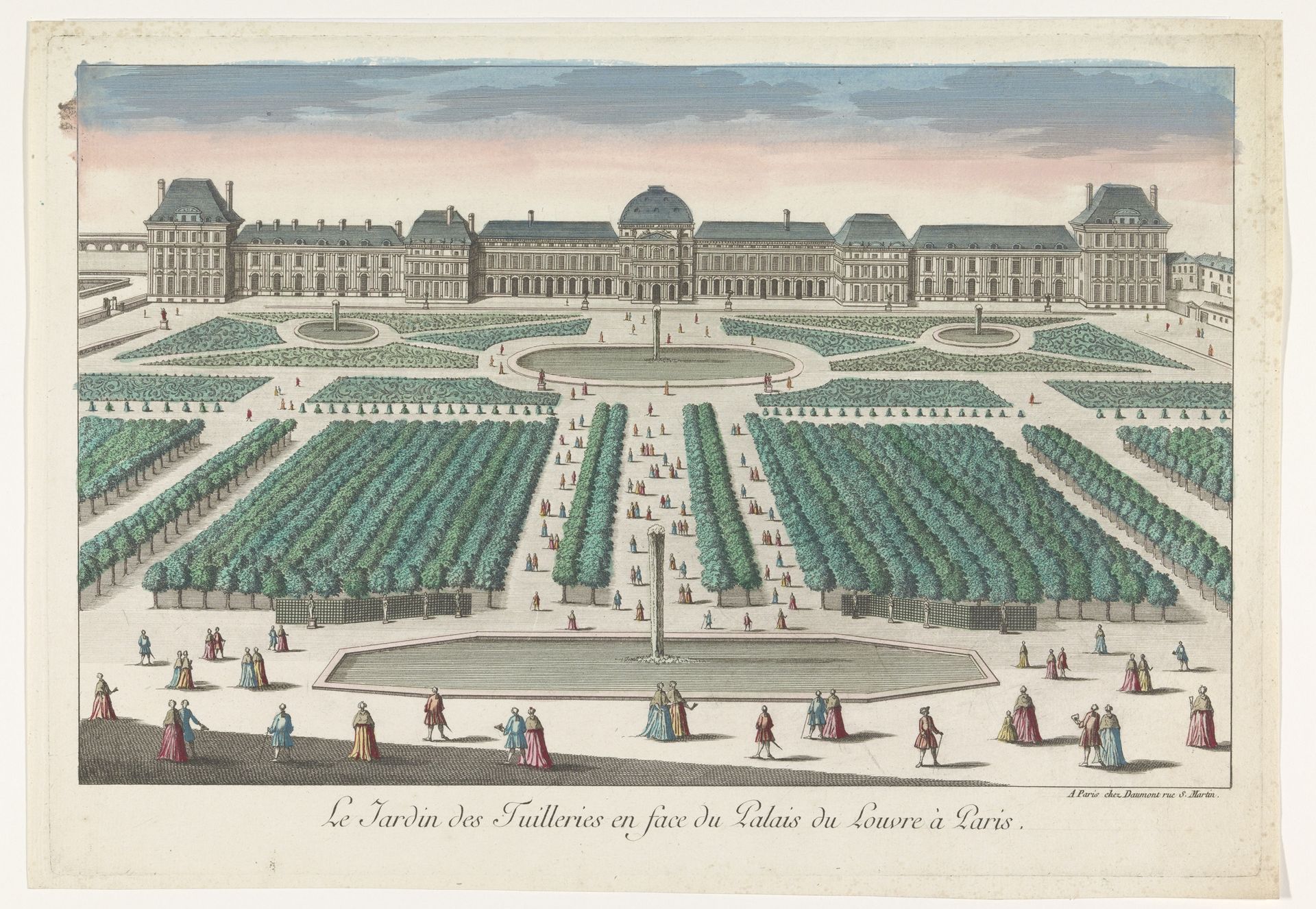 Gezicht op de Jardin des Tuileries te Parijs gezien richting het Palais du Louvre by Jean-François Daumont