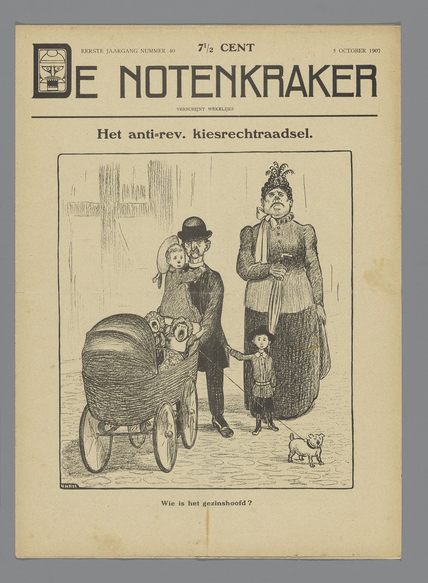 De Notenkraker, 5 oktober 1907 / Het anti-rev. kiesrechtraadsel / Wie is het gezinshoofd? by Albert (I) Hahn