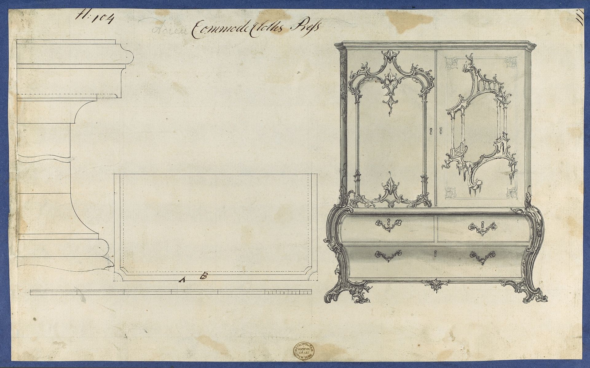 Commode Clothes Press, from Chippendale Drawings, Vol. II by Thomas Chippendale