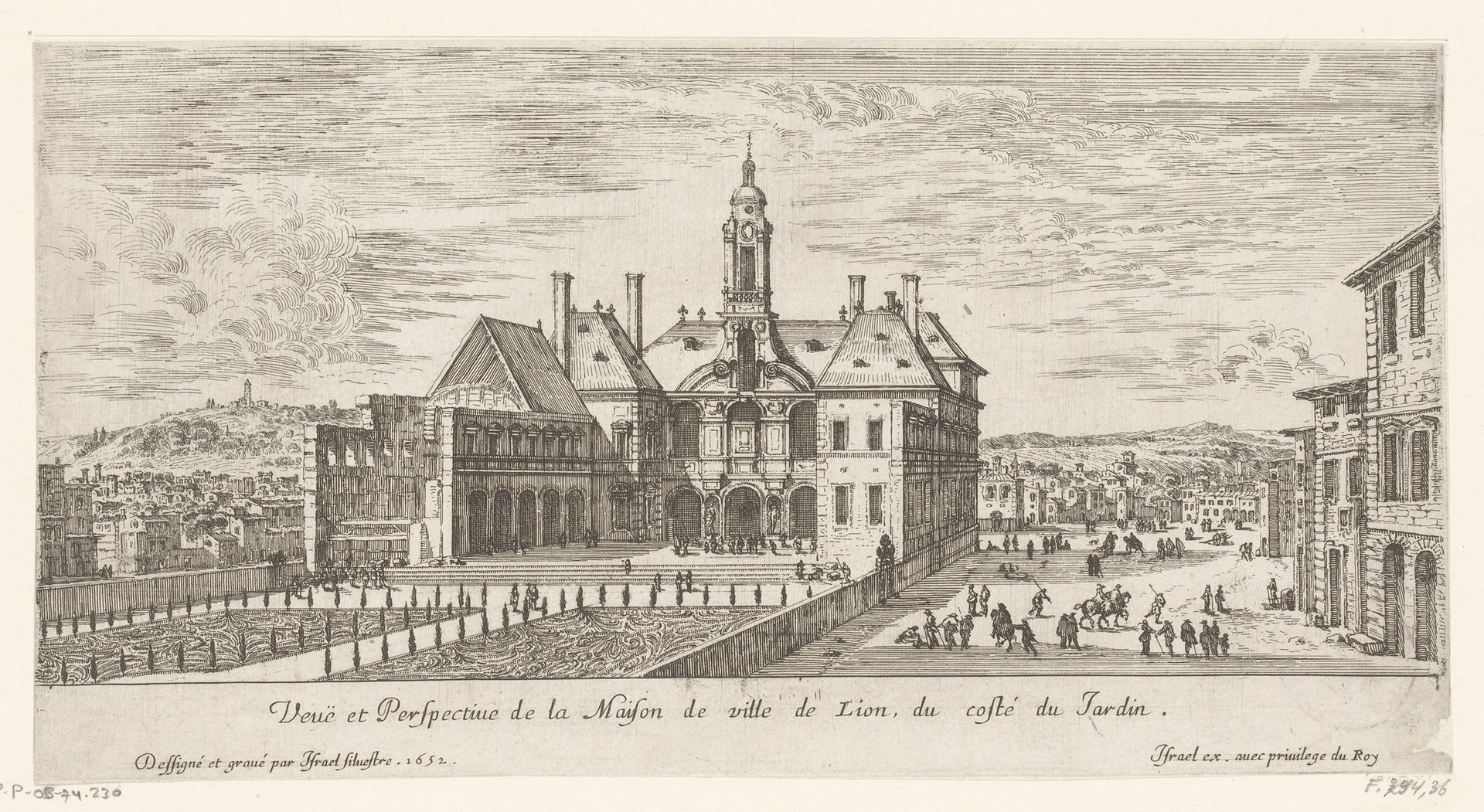 Gezicht op het stadhuis van Lyon by Israel Silvestre