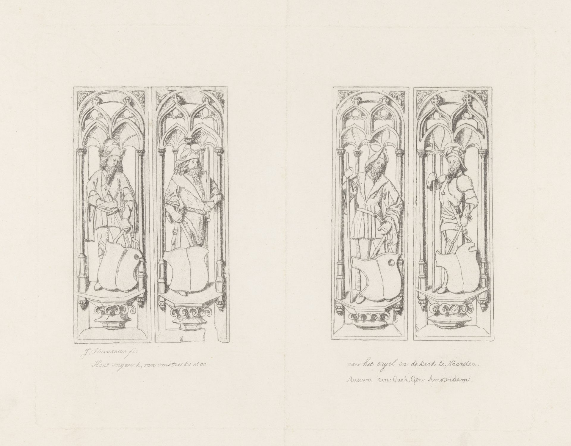 Houtsnijwerk orgel, van omstreeks 1500 van het orgel in de kerk te Naarden by Jacob Taanman