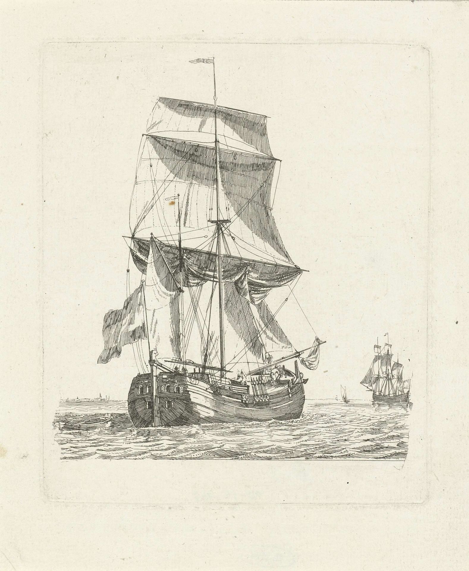 Koopvaardij hoeker met één mast by Gerrit Groenewegen