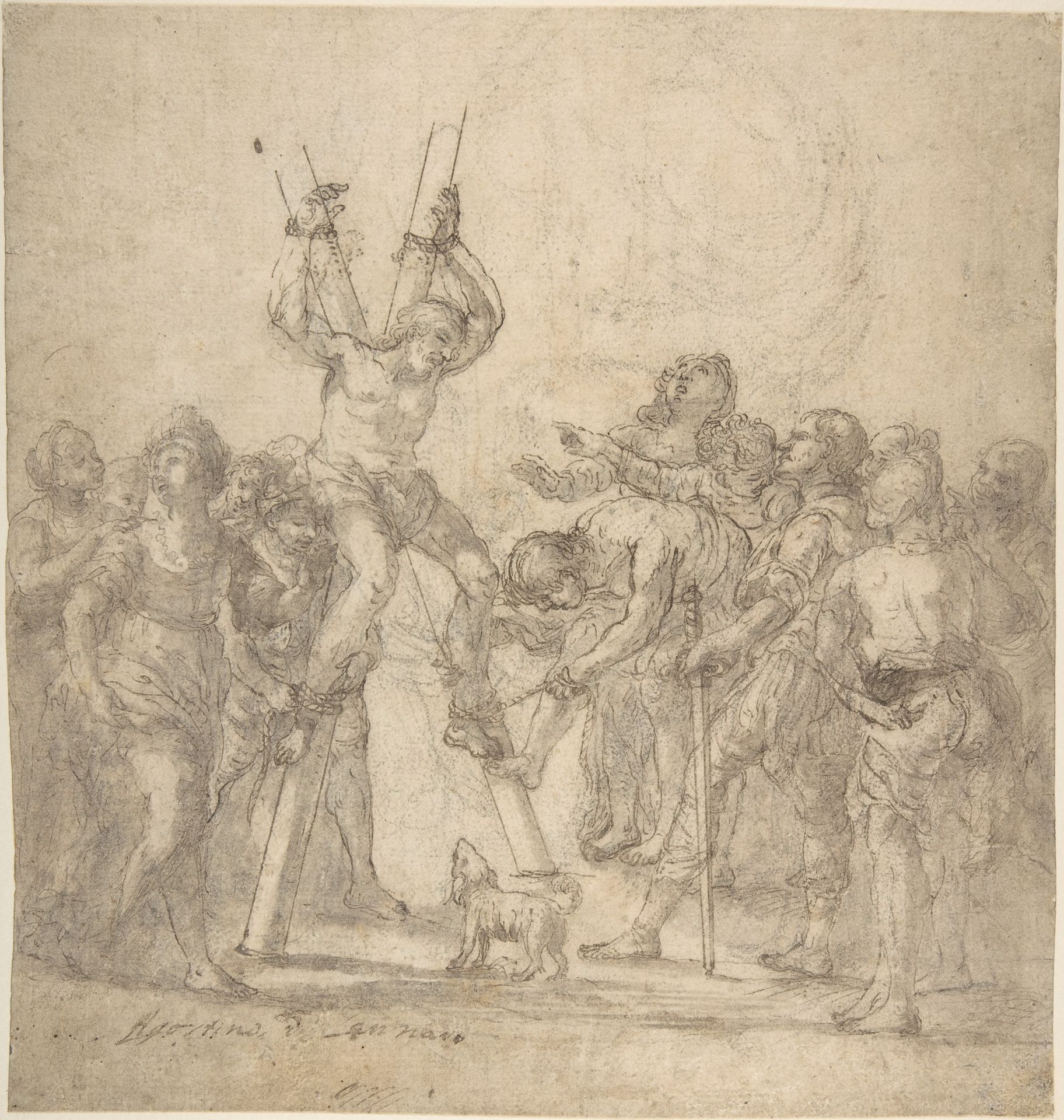Martydom of Saint Andrew (recto); Head of a Woman (verso) by Anonymous