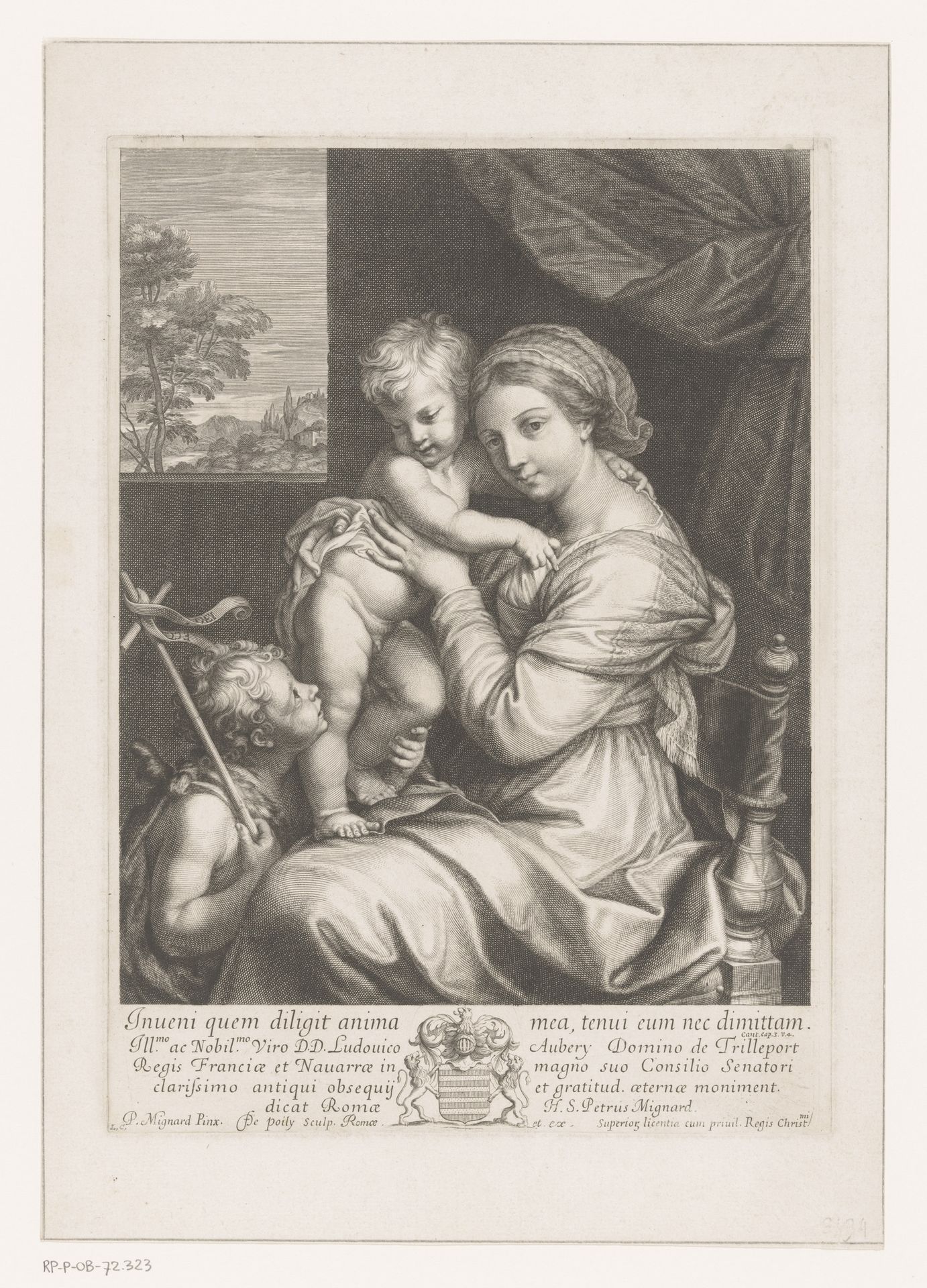 Maria met kind staand op haar schoot en Johannes de Doper by Francois de Poilly