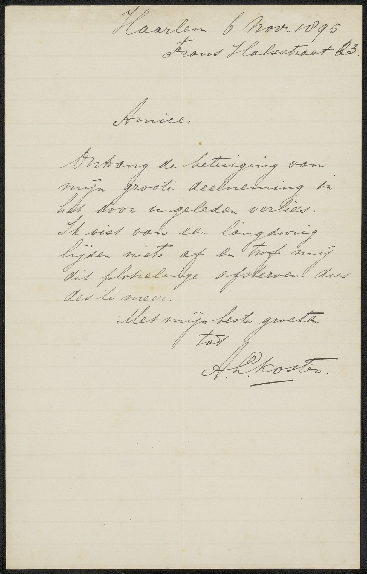 Brief aan Philip Zilcken by Anton L. Koster