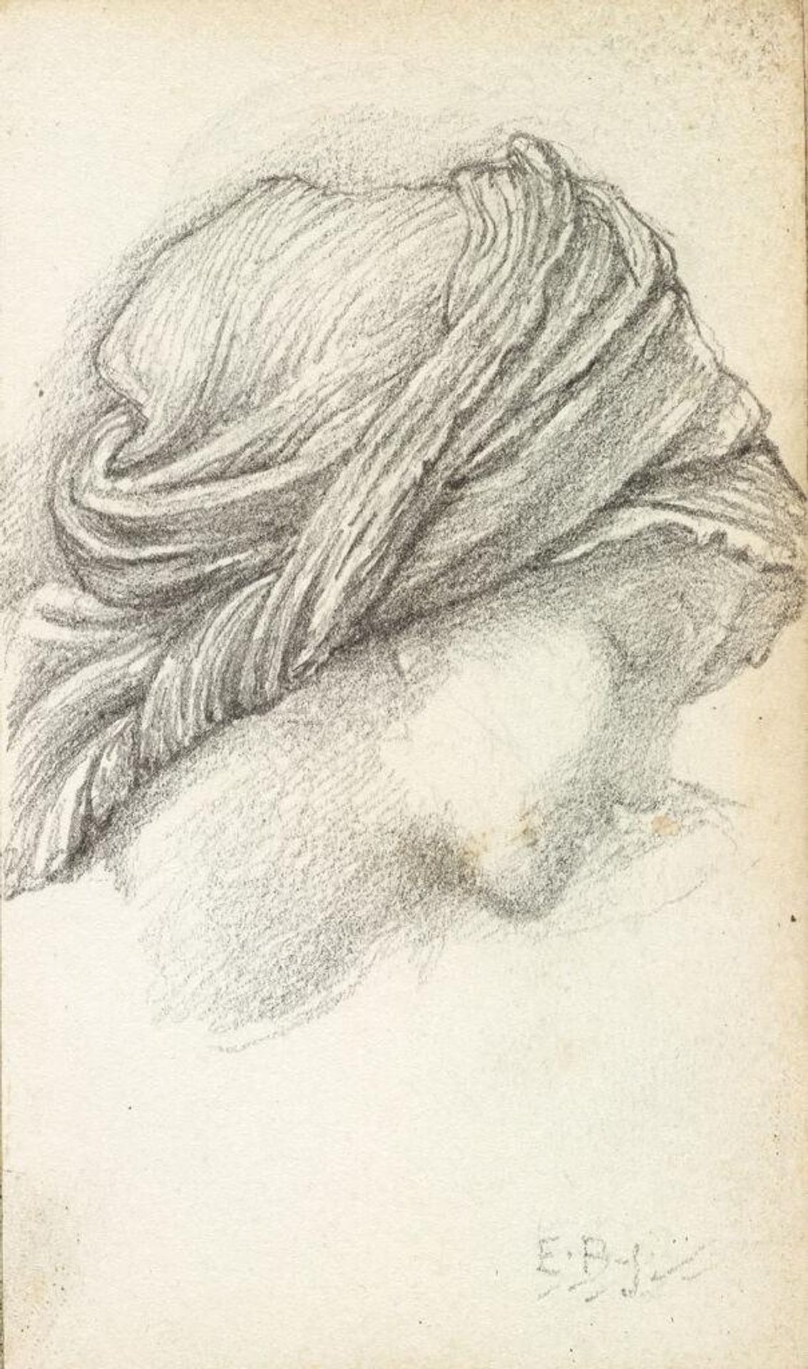 Turbaned Head; verso: blank page by Edward Burne-Jones