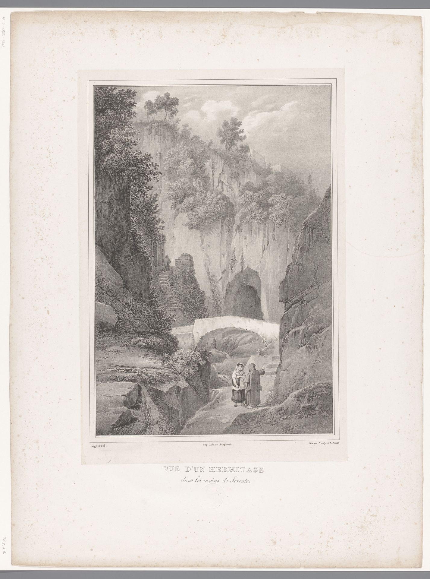 Grot van een kluizenaar in de ravijnen bij Sorrento by Alexis-Victor Joly