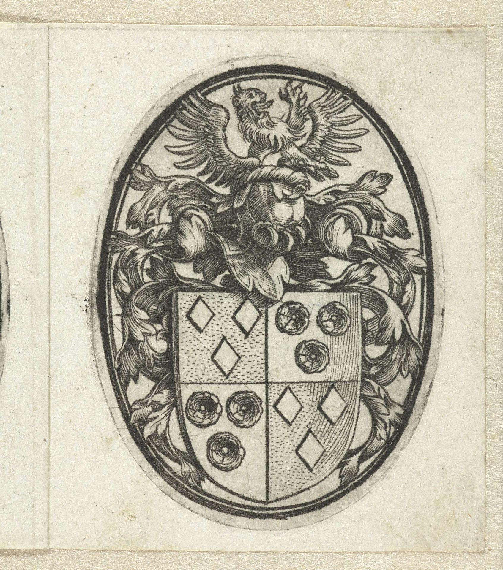 Wapen van de familie Van Heussen by Hendrick Goltzius