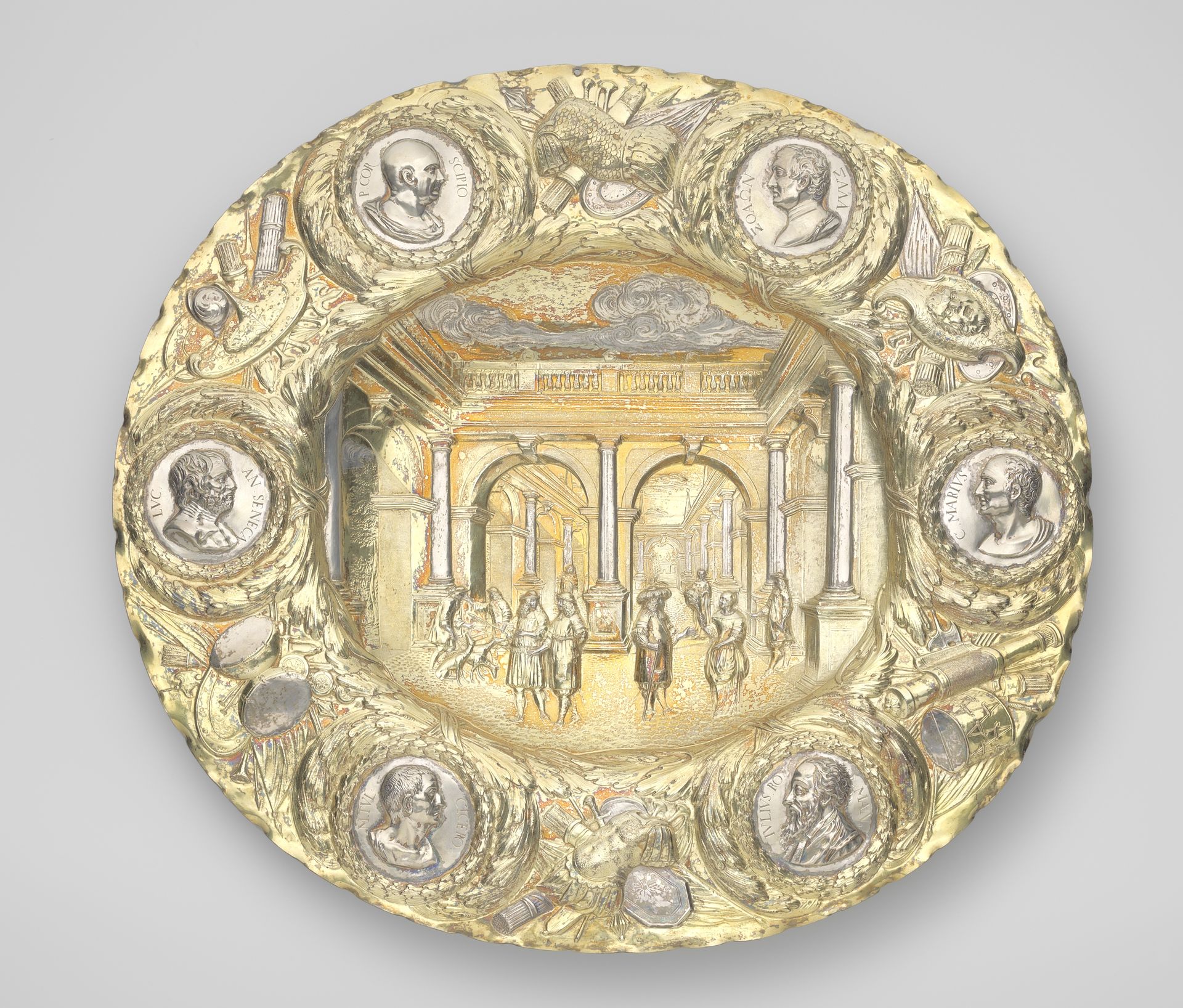 Ovale schaal van zilver gedeeltelijk verguld by Johann Heinrich Mannlich