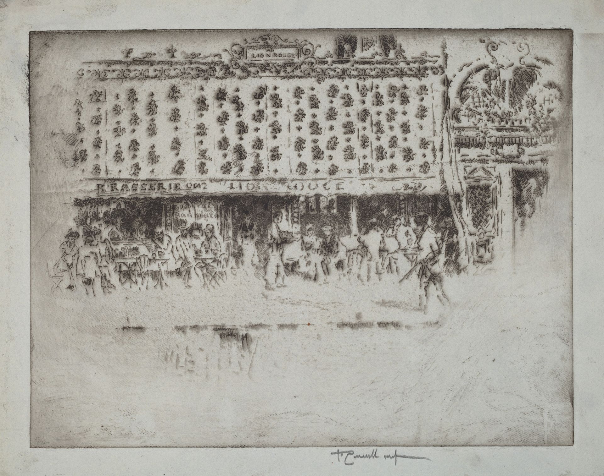 Brasserie, Au Lion Rouge by Joseph Pennell