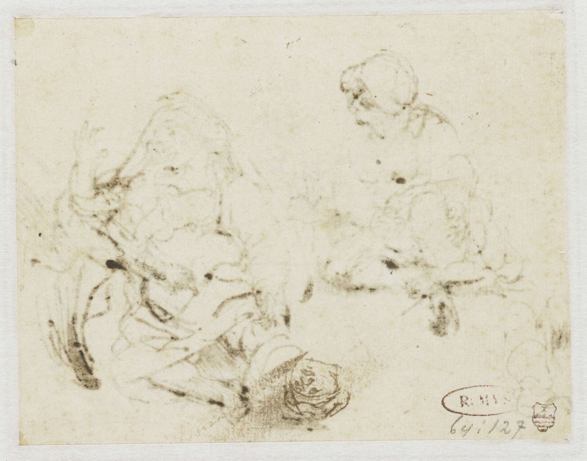 Small Study of the Head of the Sick Woman by Rembrandt van Rijn