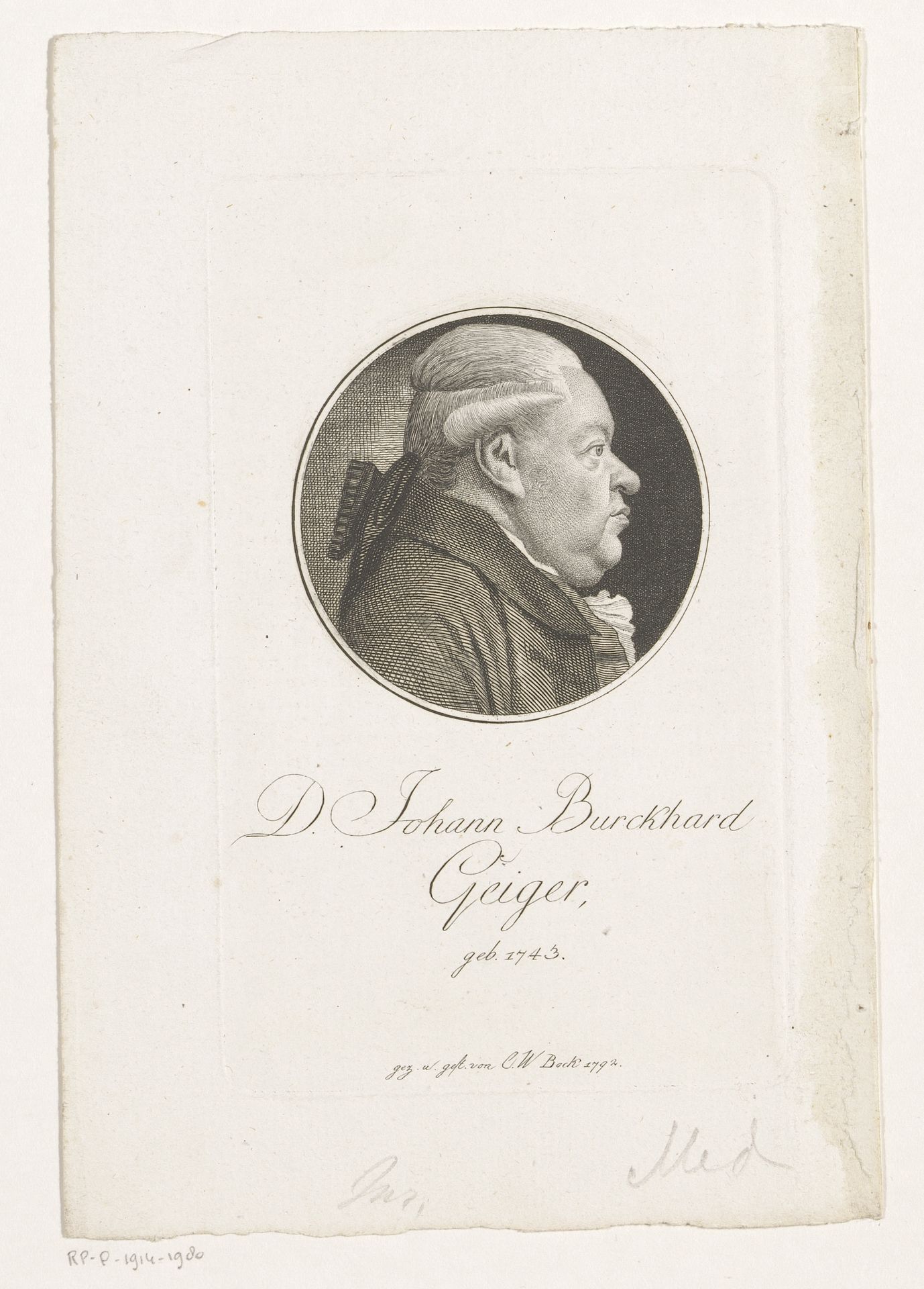 Portret van Johann Burkard Geiger by Christoph-Wilhelm Bock