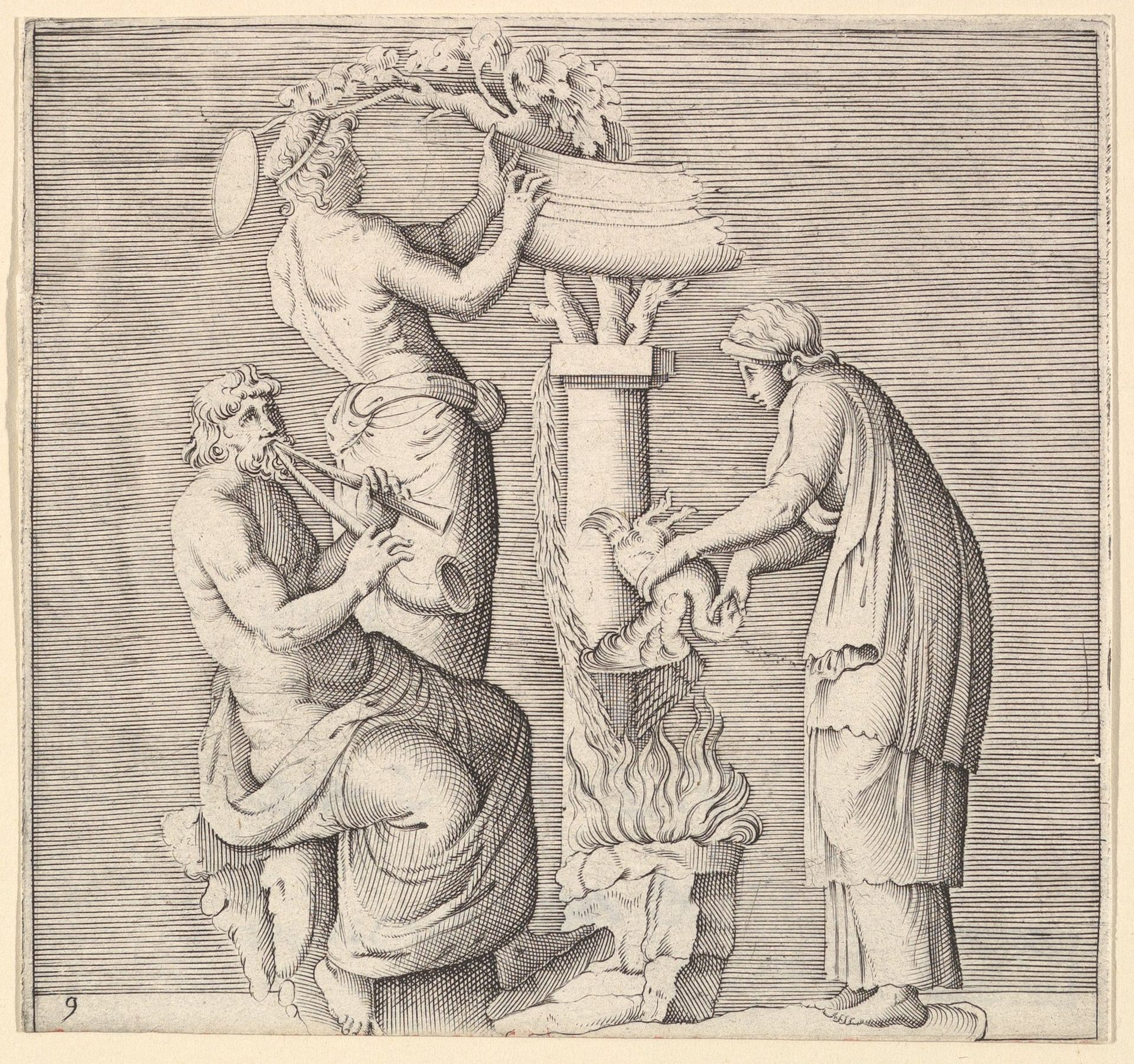 Sacrifice of a Swan, from "Ex Antiquis Cameorum et Gemmae Delineata/ Liber Secundus/et ab Enea Vico Parmen Incis" by Anonymous