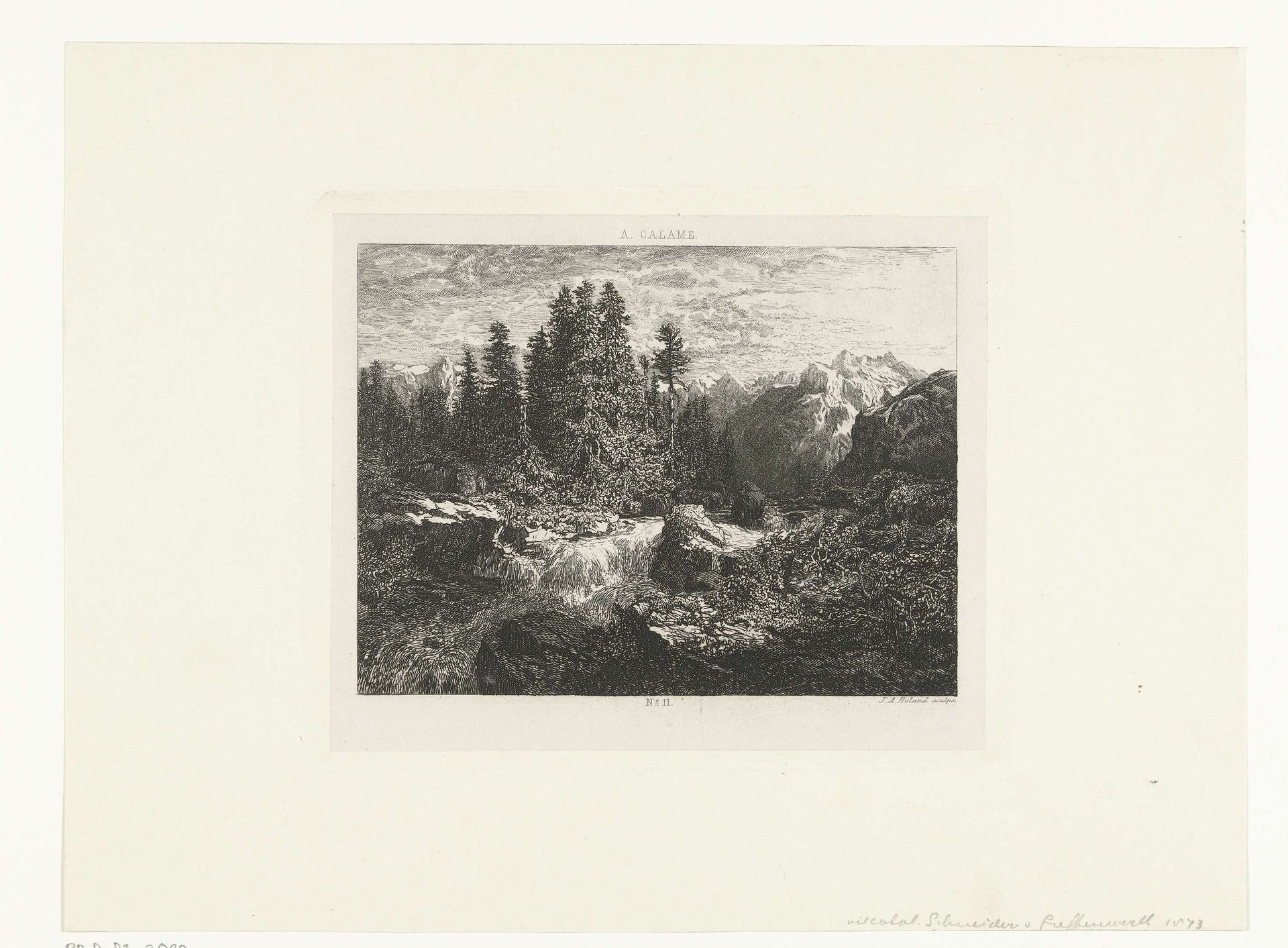 Berglandschap met beek by Johannes Arnoldus Boland