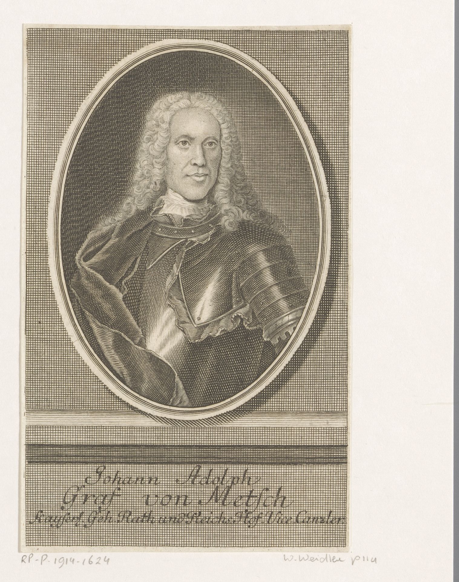 Portret van Johann Adolph, Reichsgraf von Metsch by Johann Martin Bernigeroth