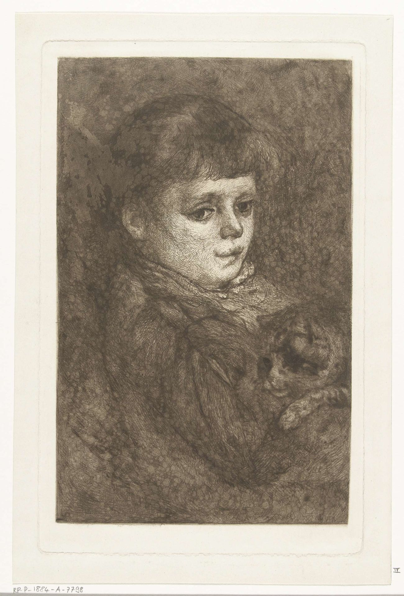 Portret van Eleonora Bos met poes by Gerard Jan Bos