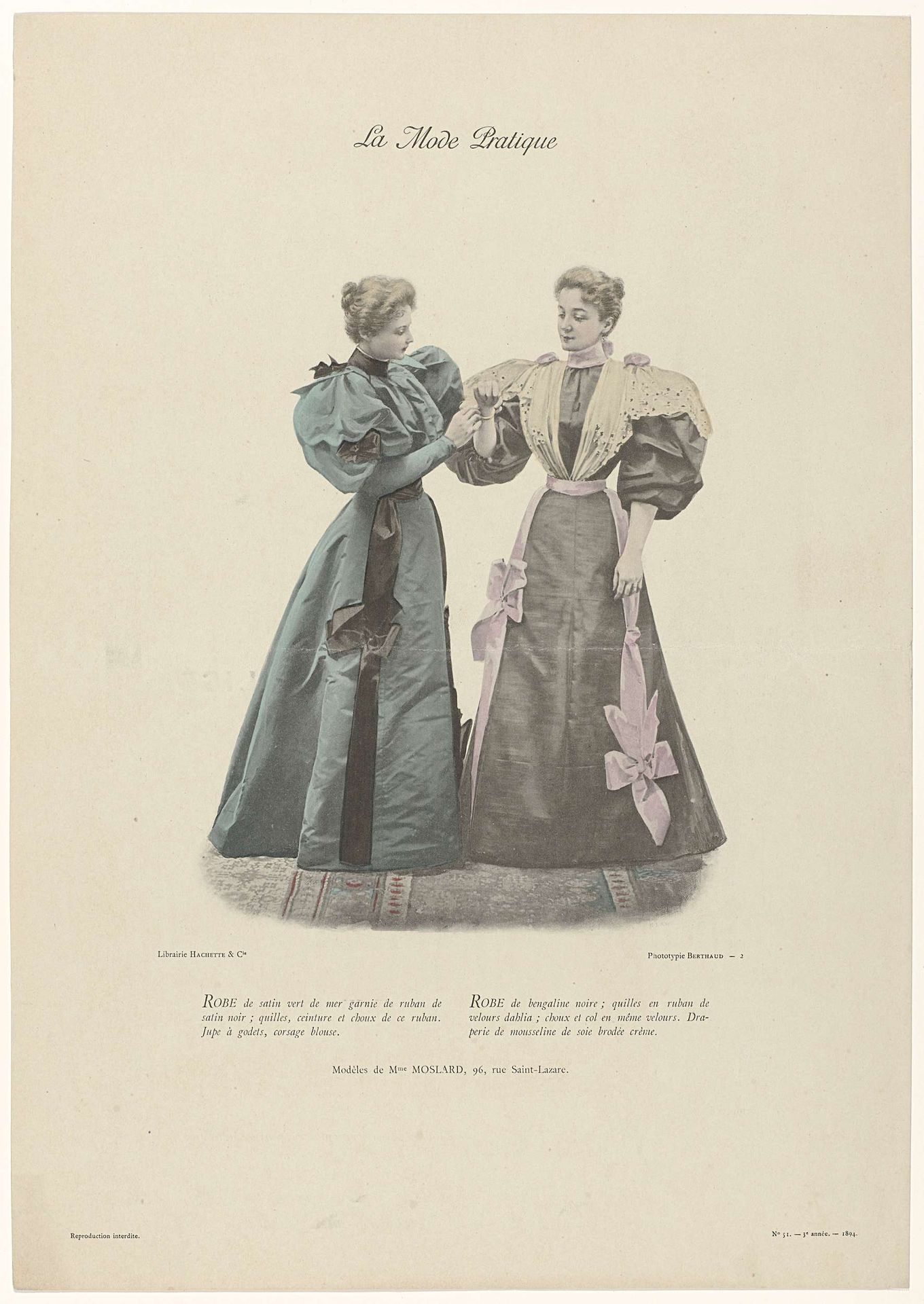 La Mode Pratique1894, 3e année, No. 51 : Robe de Satin vert (...). by Michel Berthaud