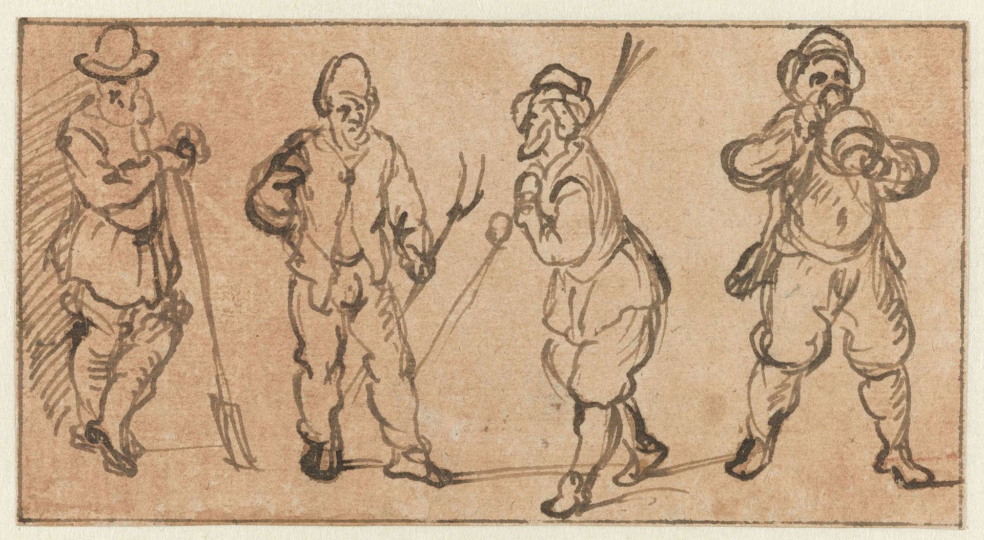 Vier boeren by Jan van Goyen