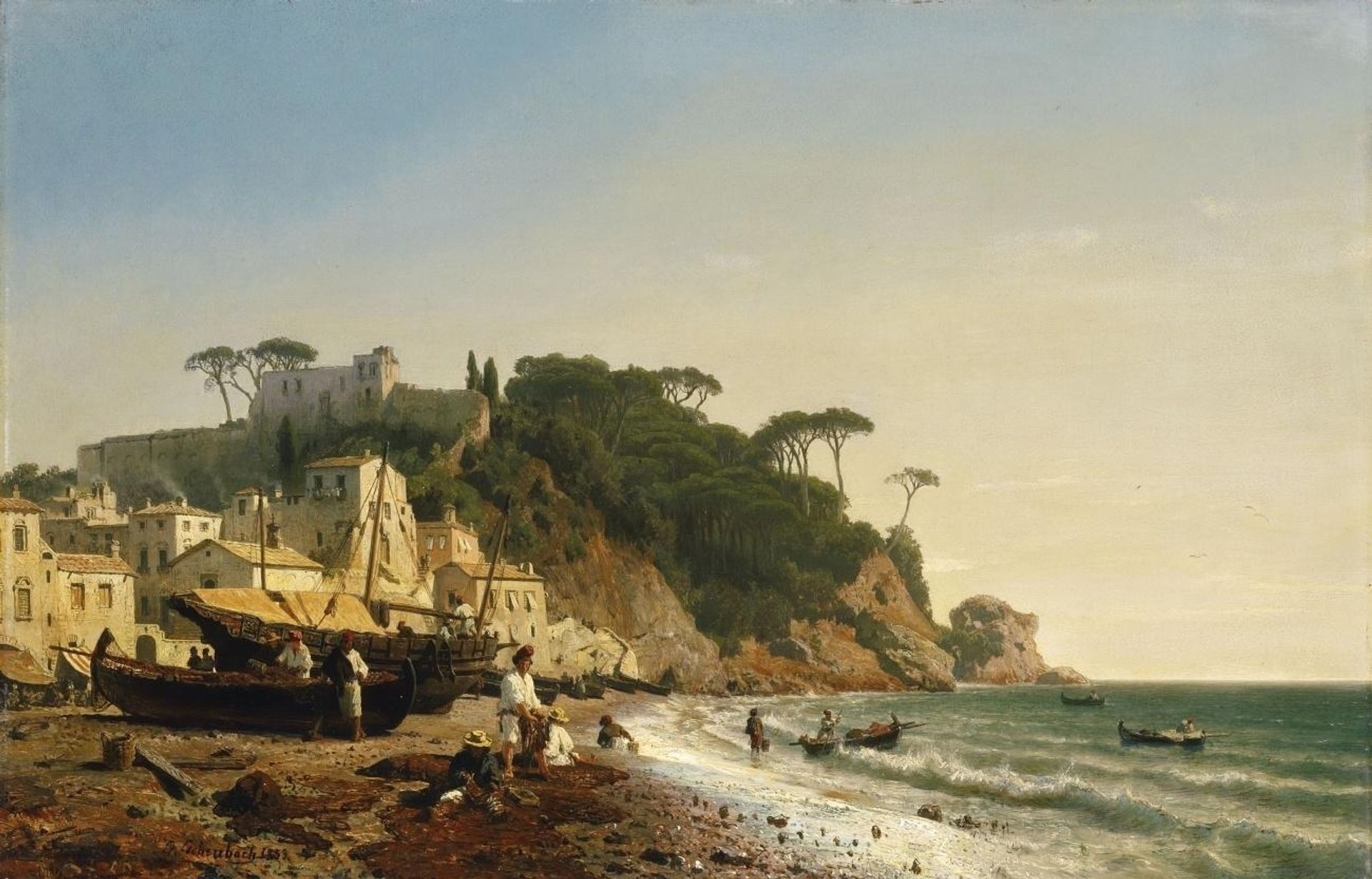 Porto Venere On The Ligurian Coast by Andreas Achenbach