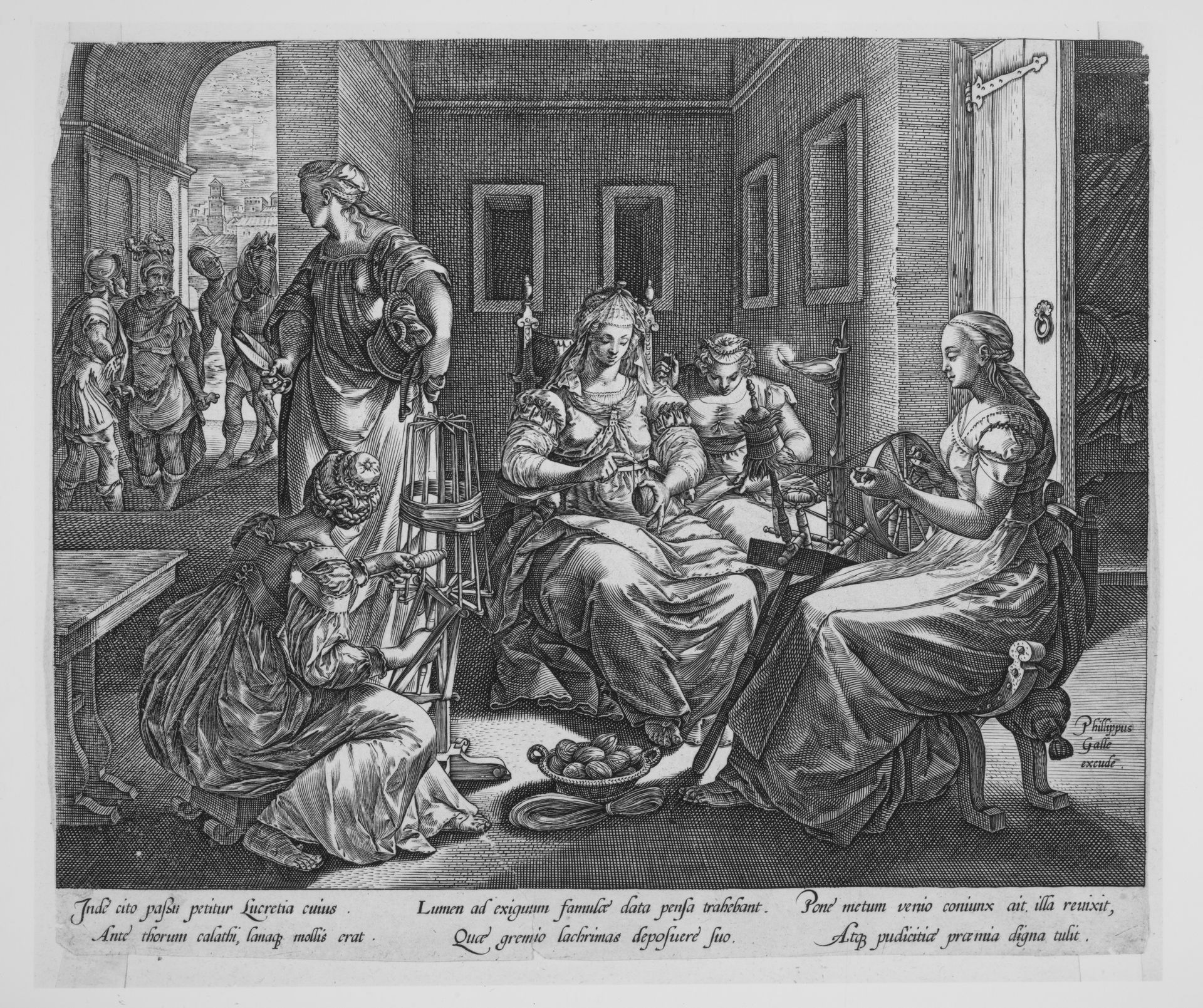 Lucretia and Her Women Spinning by Hendrick Goltzius