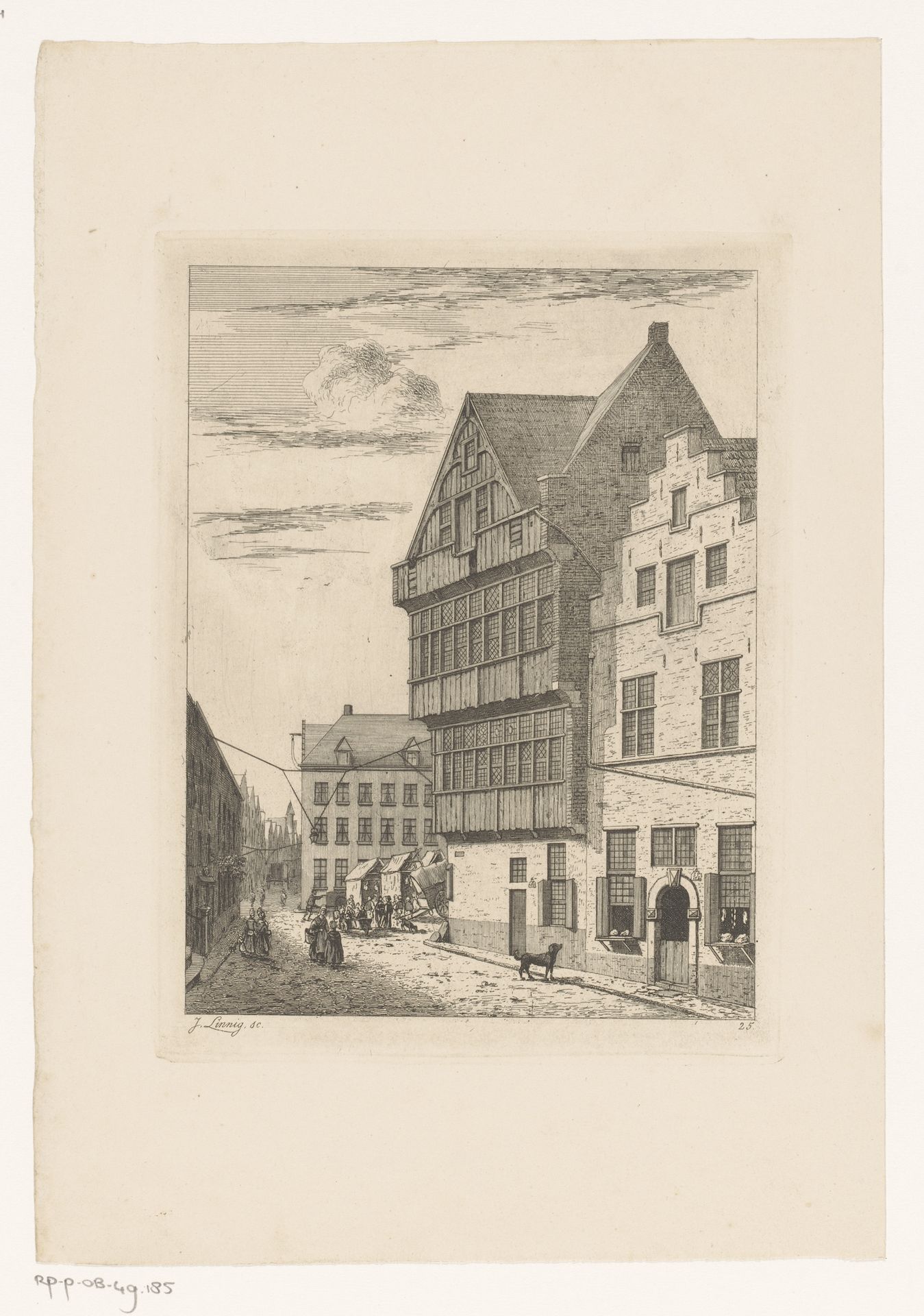 Houten gevel op de hoek van de Nosestraat in Antwerpen by Jean Théodore Joseph Linnig