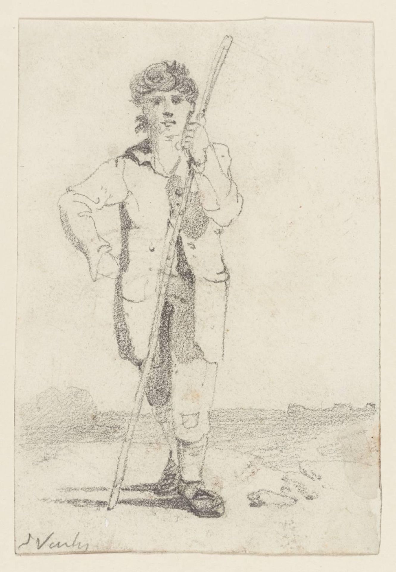 A Boy with a Stick. Verso: Sketches by John Varley