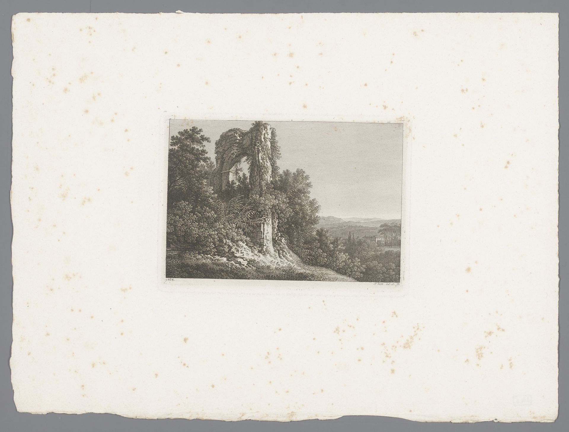Landschap met overwoekerde ruïne nabij Rome by Philipp Veith