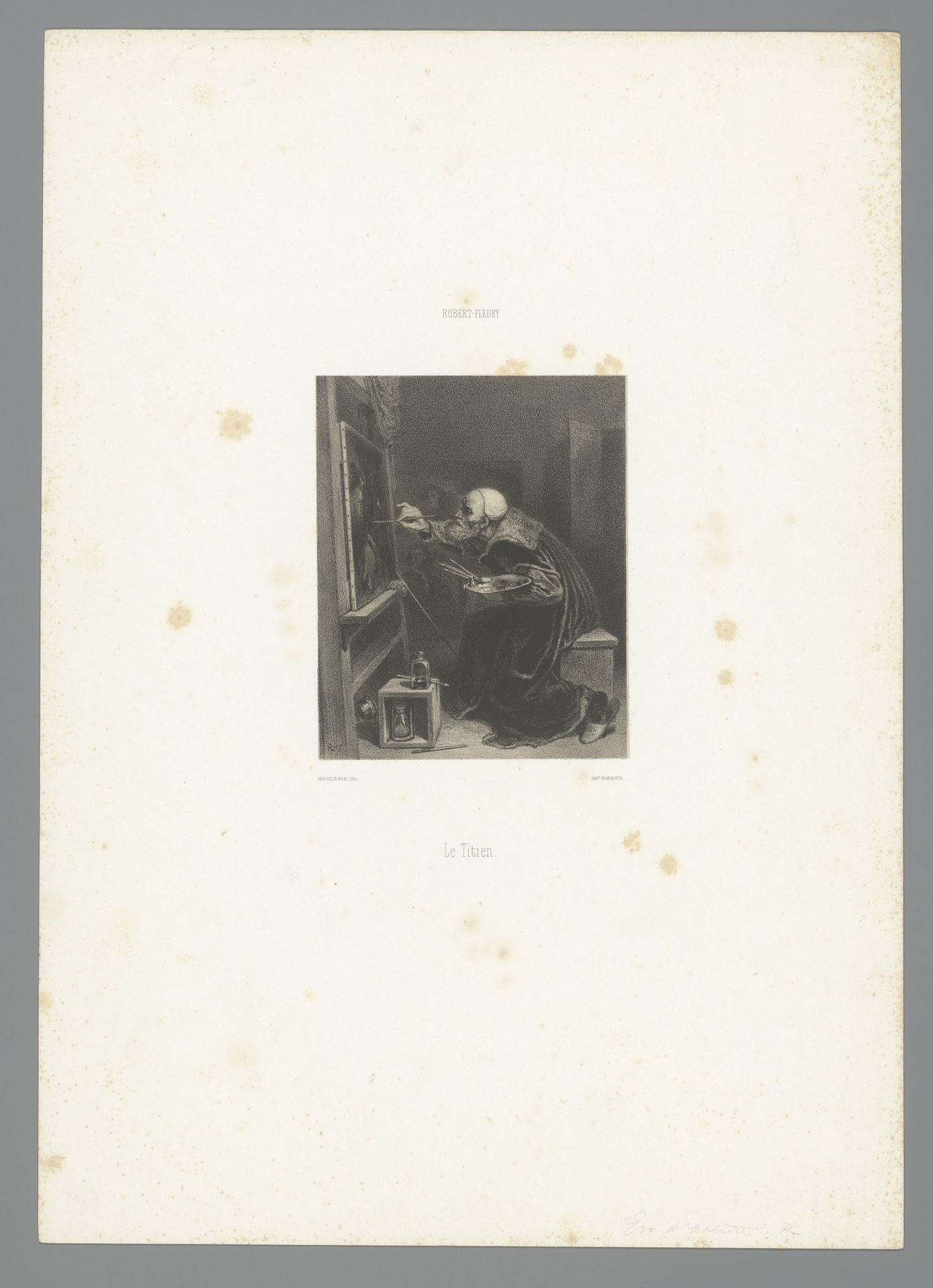 Titiaan, zijn laatste werk schilderend by Adolphe Mouilleron