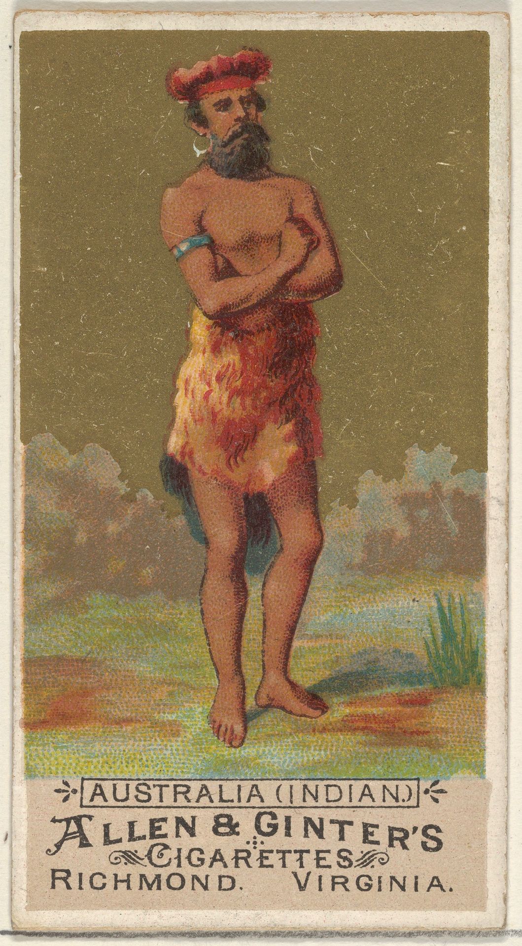 Australia (Indian), from the Natives in Costume series (N16) for Allen & Ginter Cigarettes Brands by Allen & Ginter