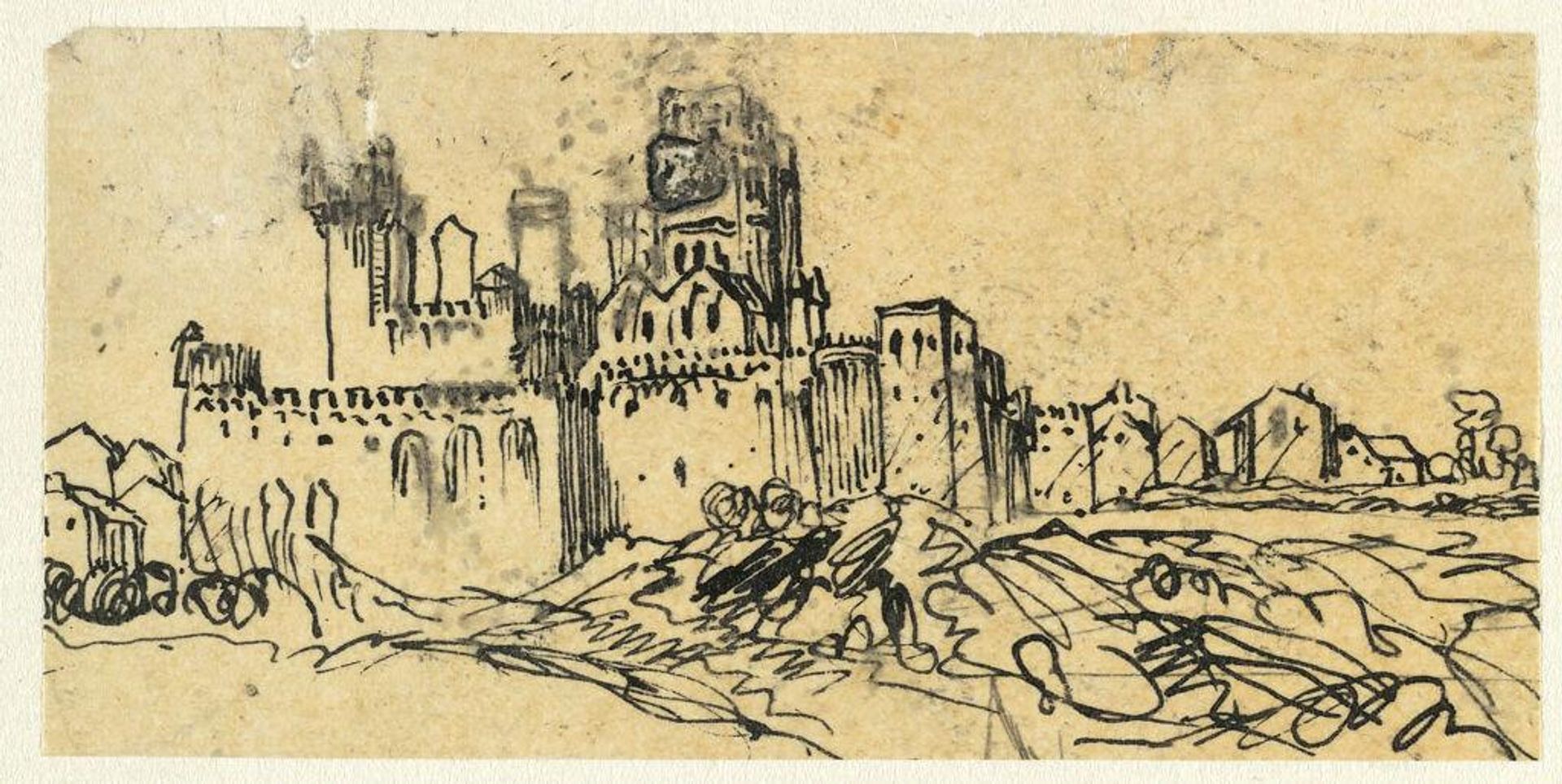 Landscape with Castle by Rodolphe Bresdin