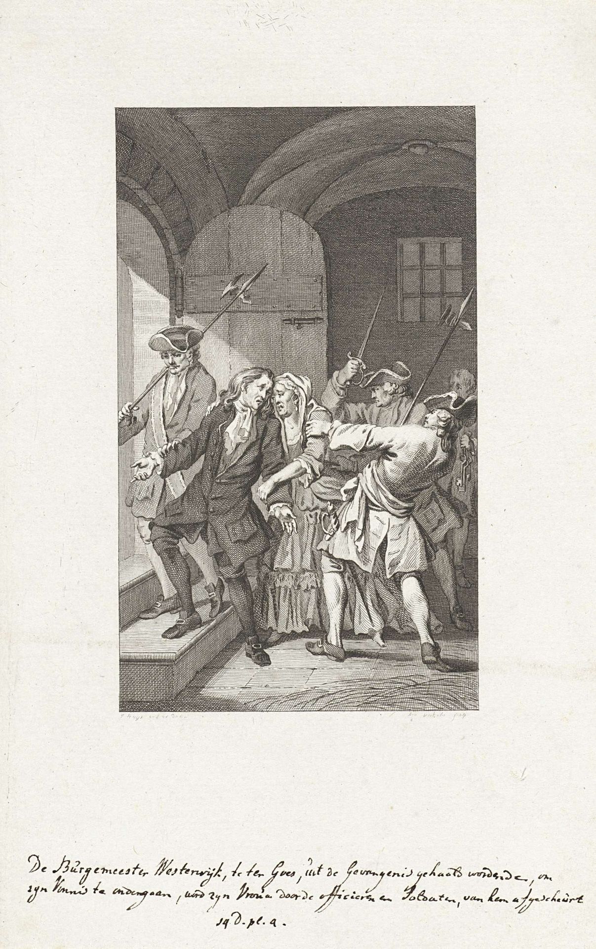 Burgemeester Westerwijk te ter Goes uit de gevangenis gehaald 1692. pr.dr. v.a.l. by Reinier Vinkeles