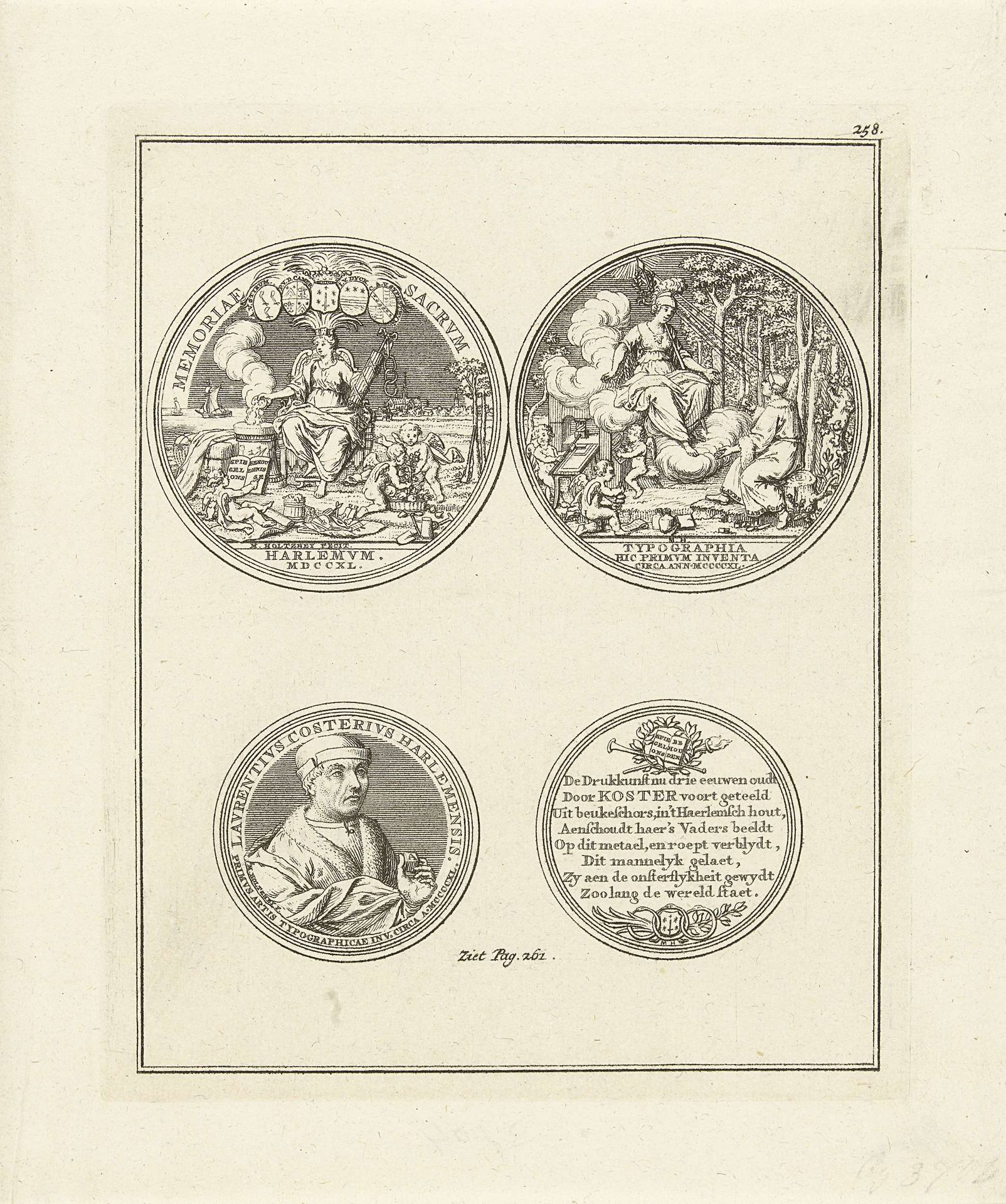 Penning bij het derde eeuwfeest van de uitvinding van de boekdrukkunst door Laurens Jansz. Coster, 1740 by Anonymous