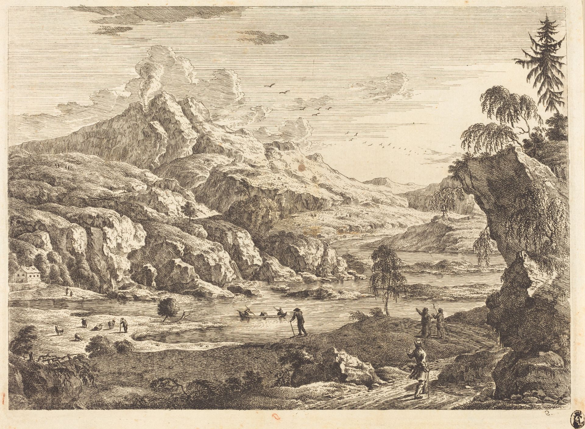 Mountainous Riverscape with Figures by Georg Eisenmann