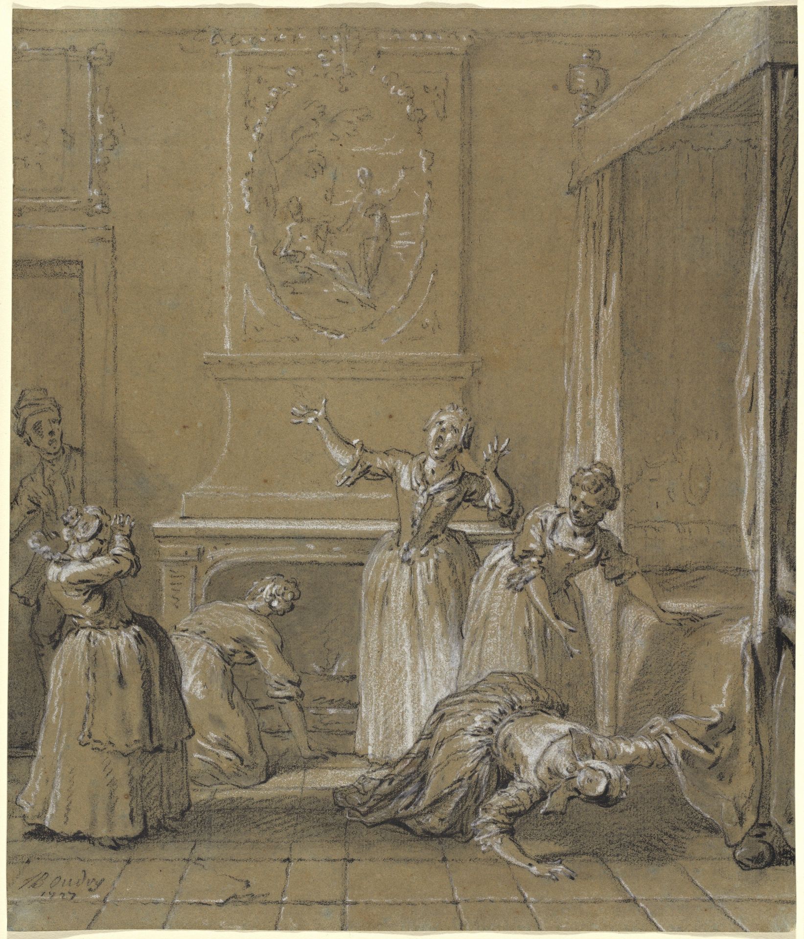 On trouve le corps mort de l'hote que l'on avait cache by Jean-Baptiste Oudry