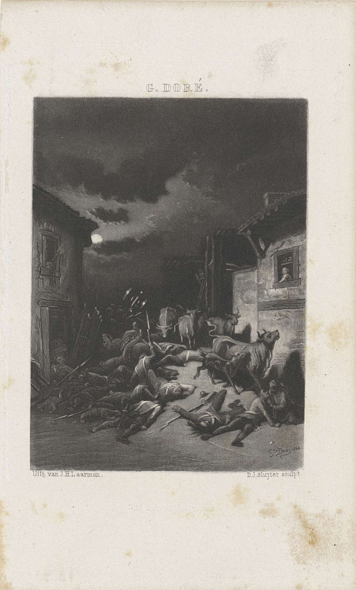 Gevallen soldaten in een dorp by Dirk Jurriaan Sluyter