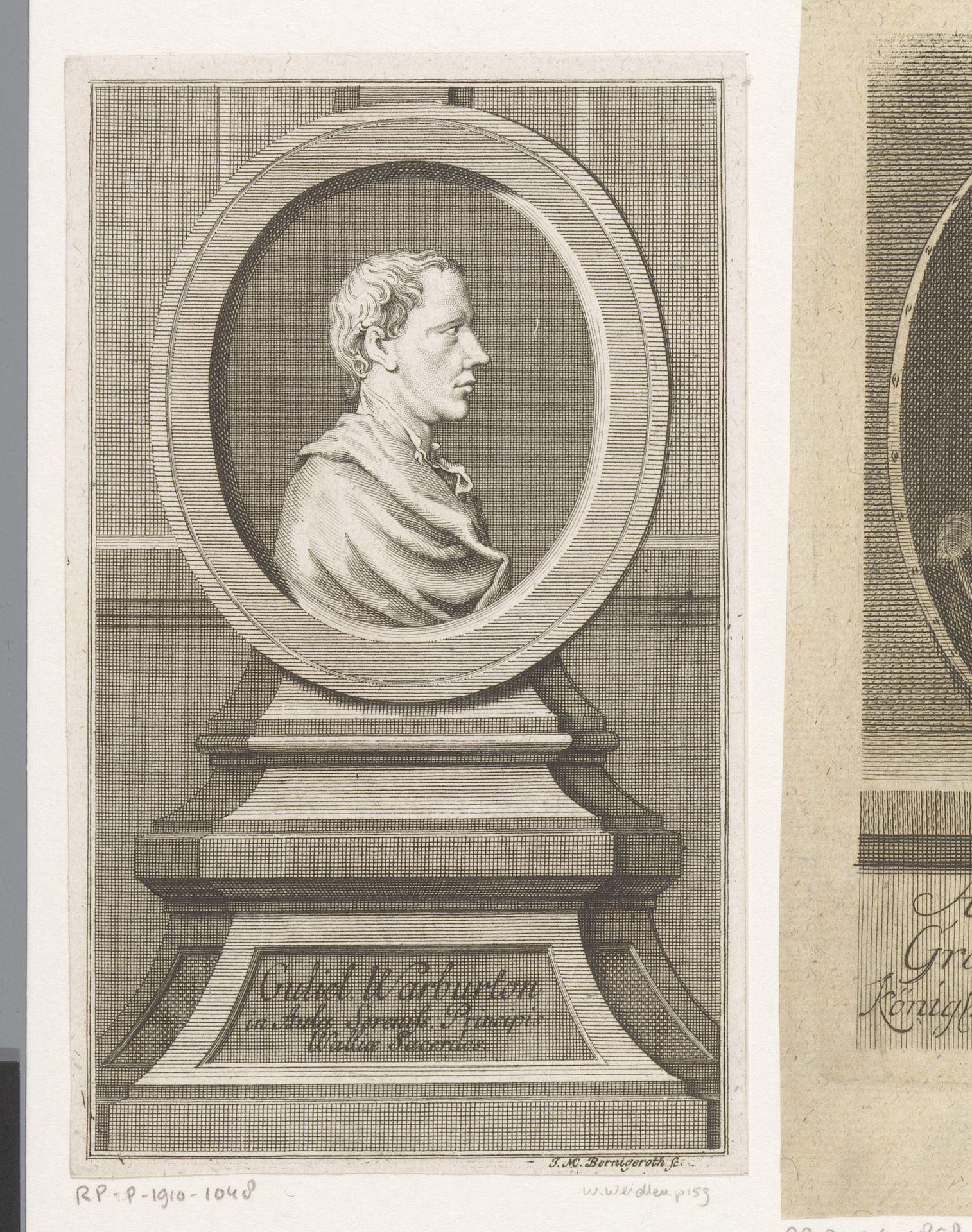 Portret van William Warburton by Johann Martin Bernigeroth
