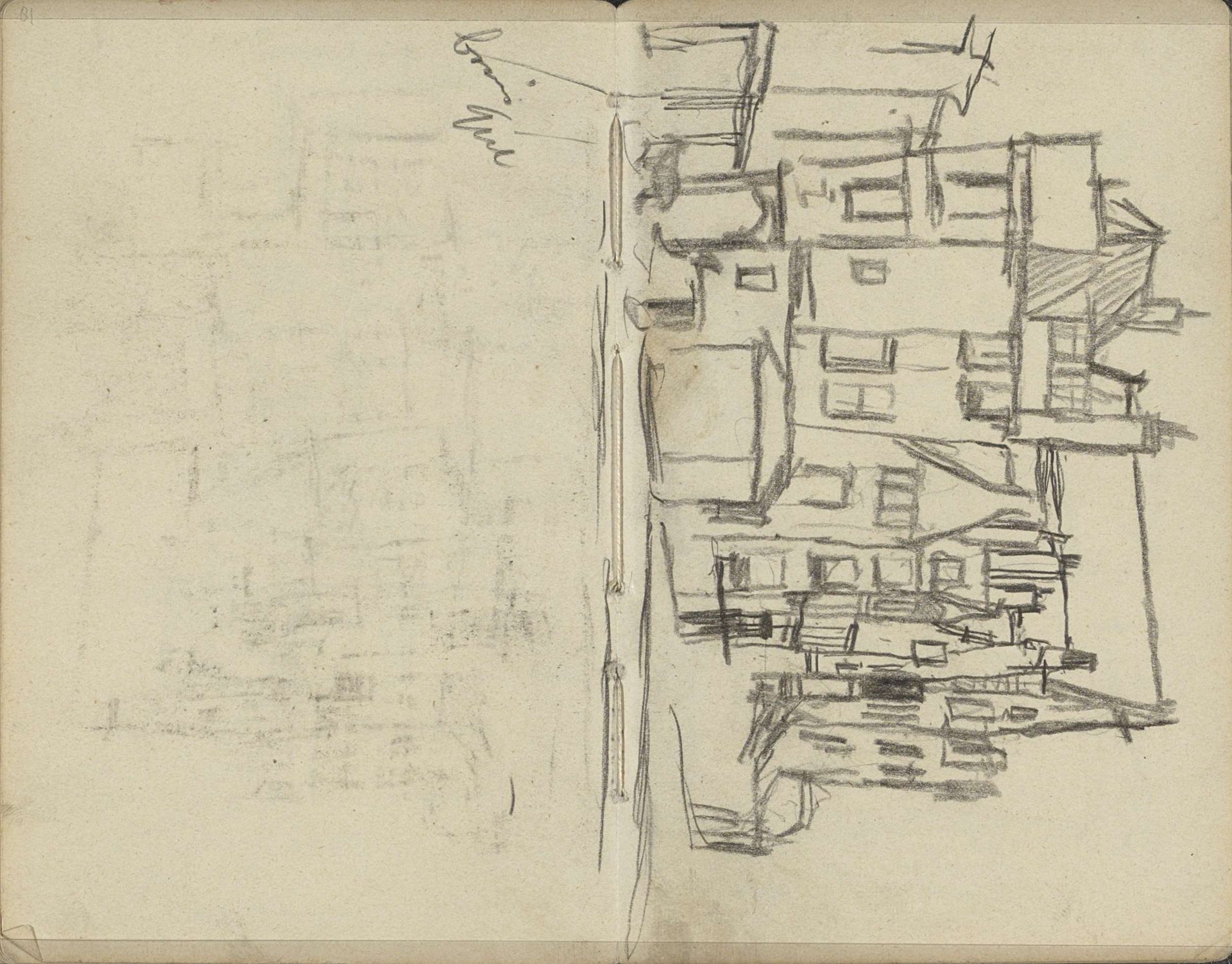 Gezicht op een rij gebouwen in Amsterdam by George Hendrik Breitner