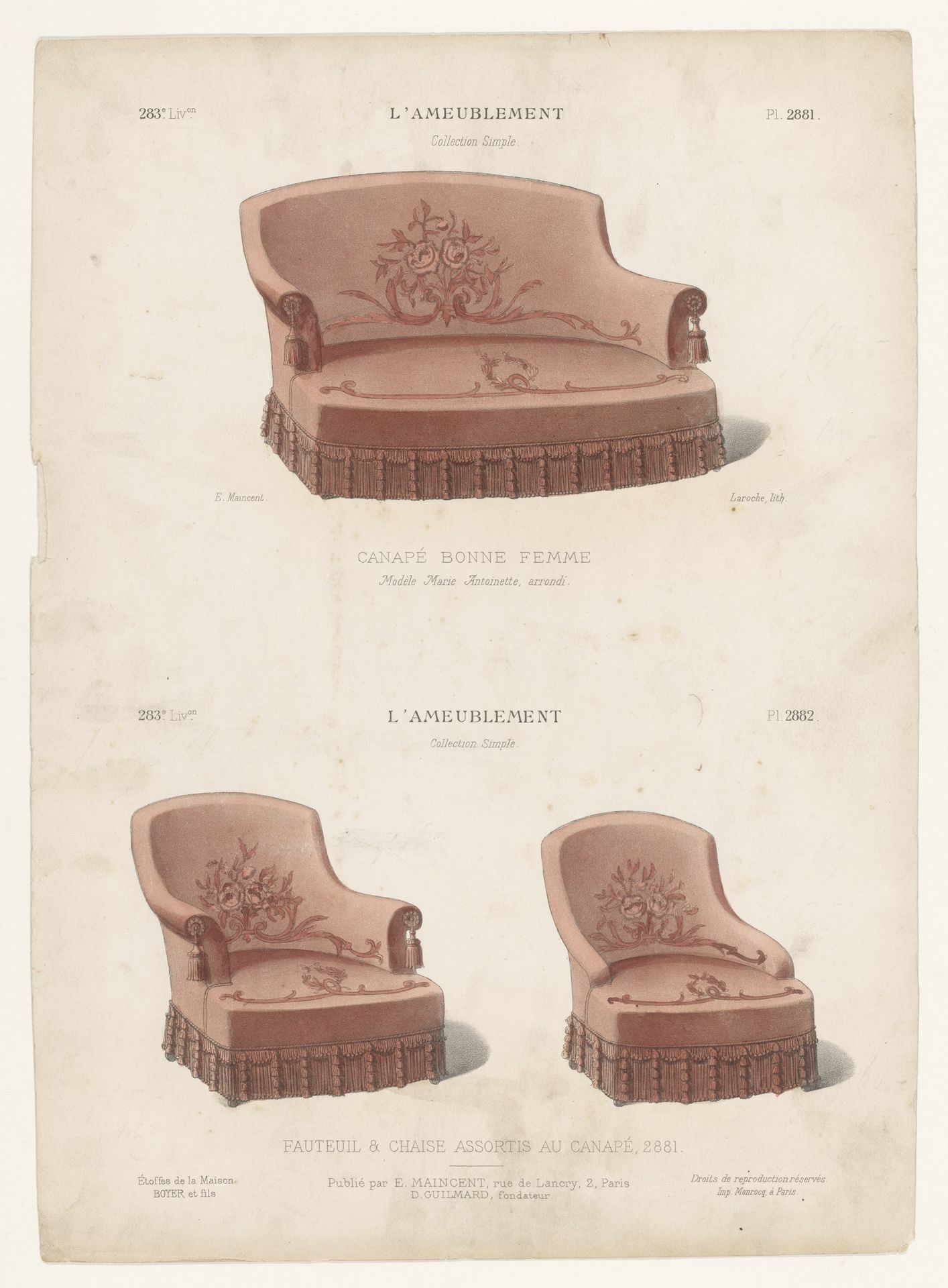 Canapé, fauteuil en stoel by Léon Laroche