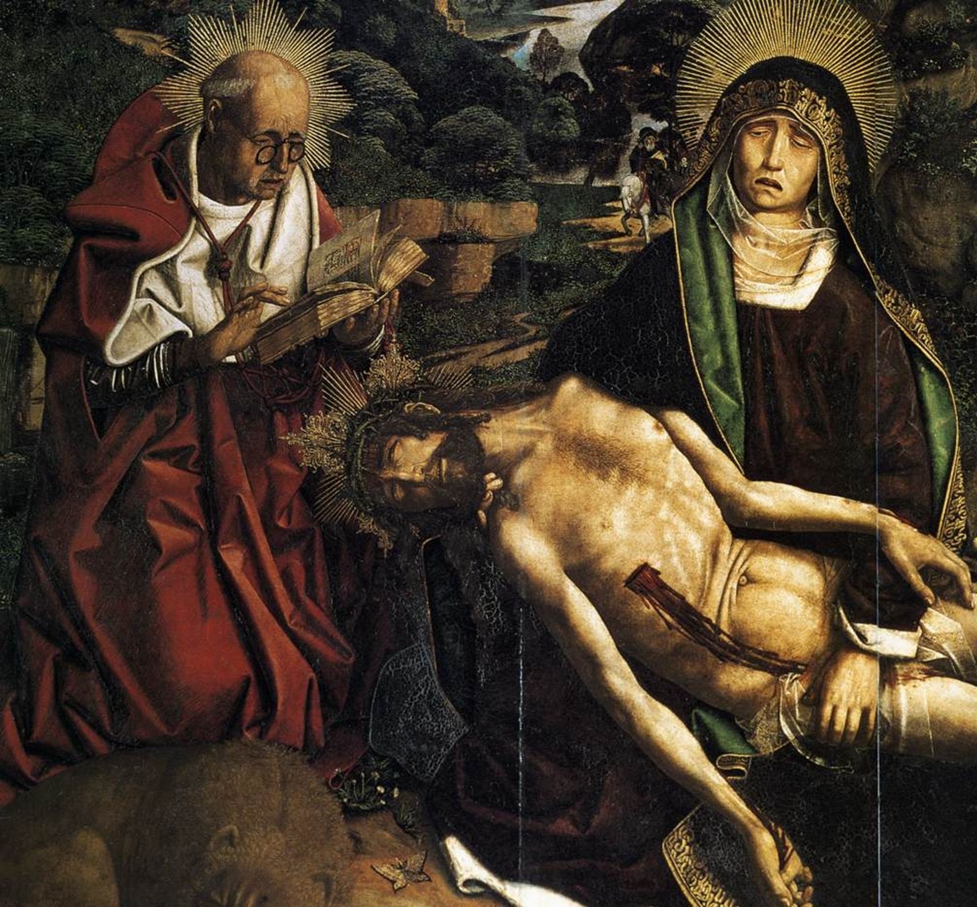 Pietà of Canon Luis Desplá (detail) by Bartolome Bermejo
