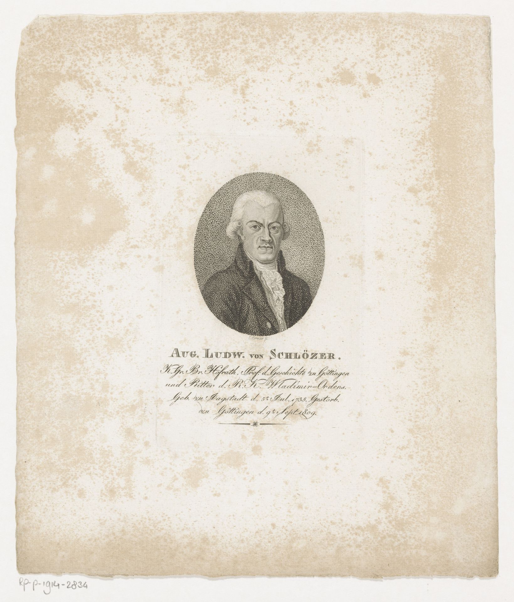 Portret van August Ludwig von Schlözer by Christian Ermer