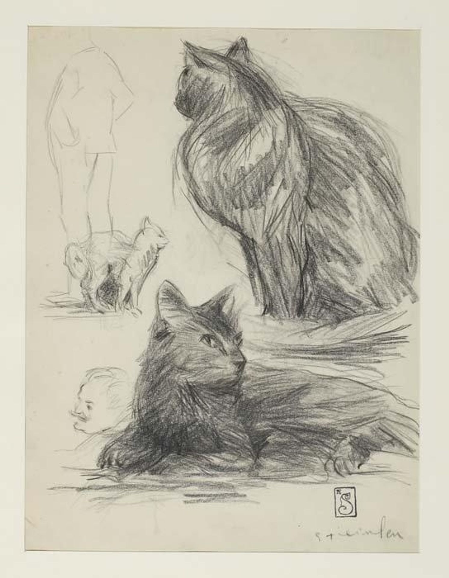 Study of Cats and Figures by Théophile Alexandre Steinlen