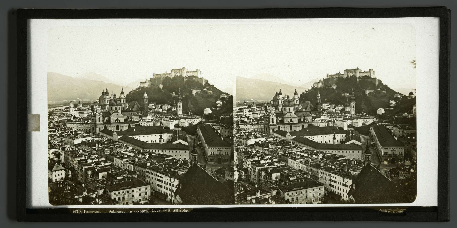 Gezicht op Salzbug met de dom en Festung Hohensalzburg by Ferrier Père-Fils et Soulier
