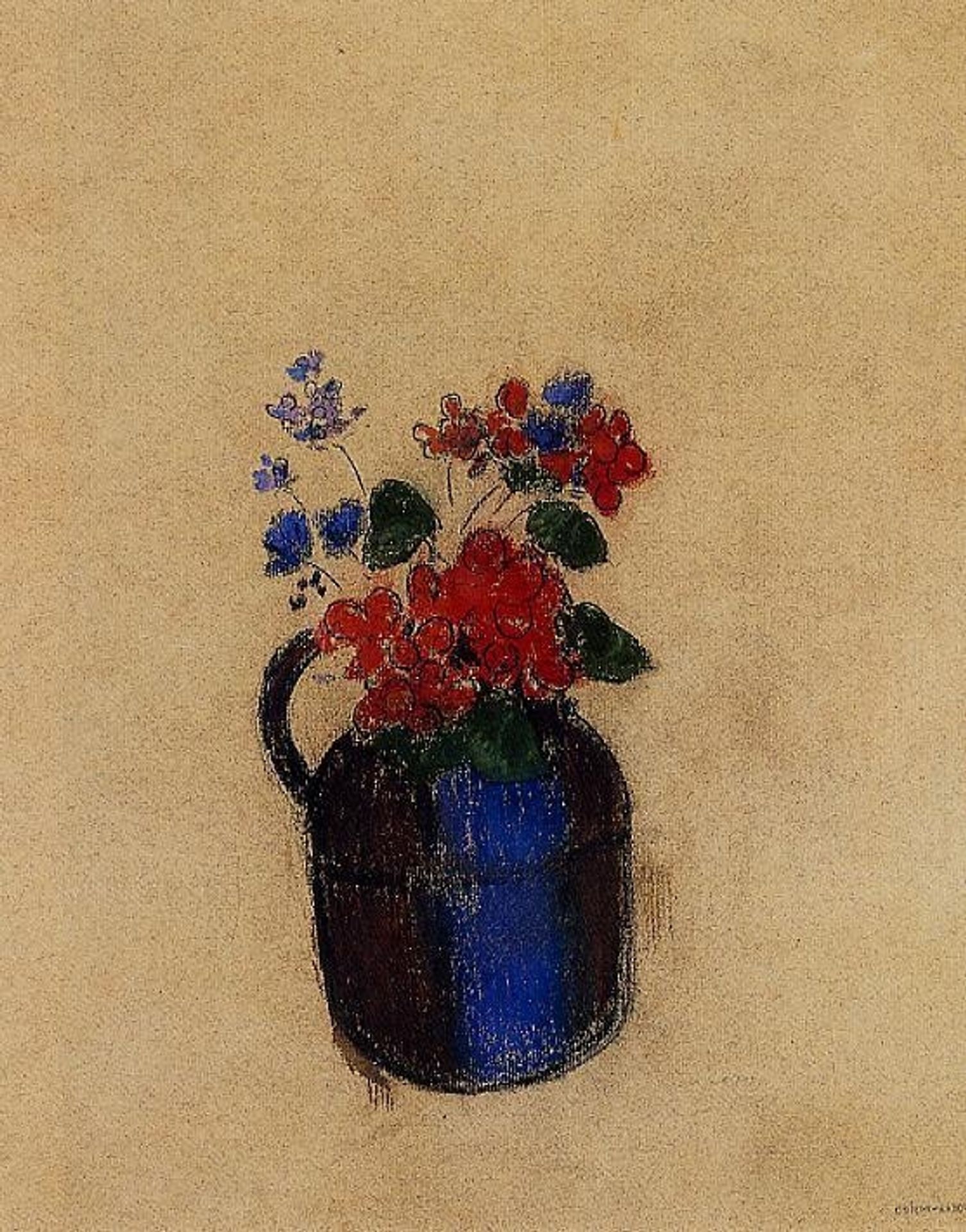 Small Bouquet in a Pitcher by Odilon Redon