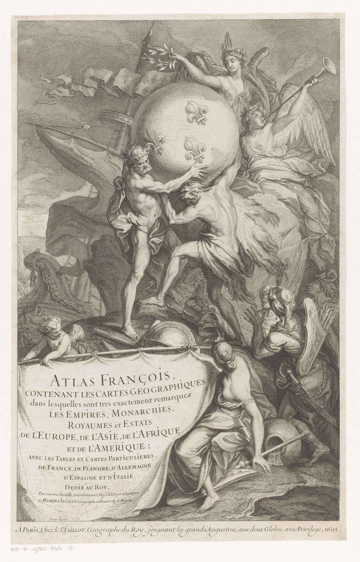 Hercules plaatst een globe op de schouders van Atlas by Anonymous