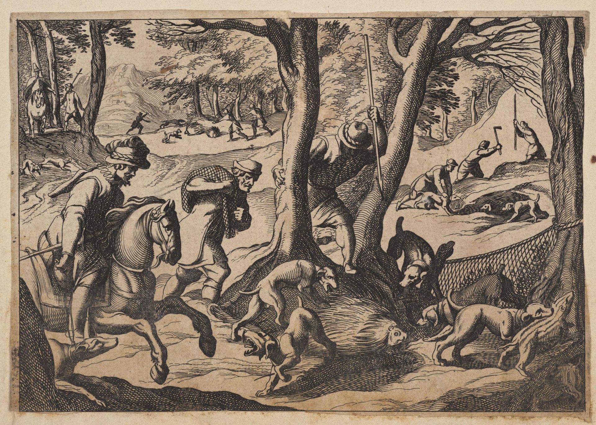 Porcupine Hunt with Nets by Antonio Tempesta